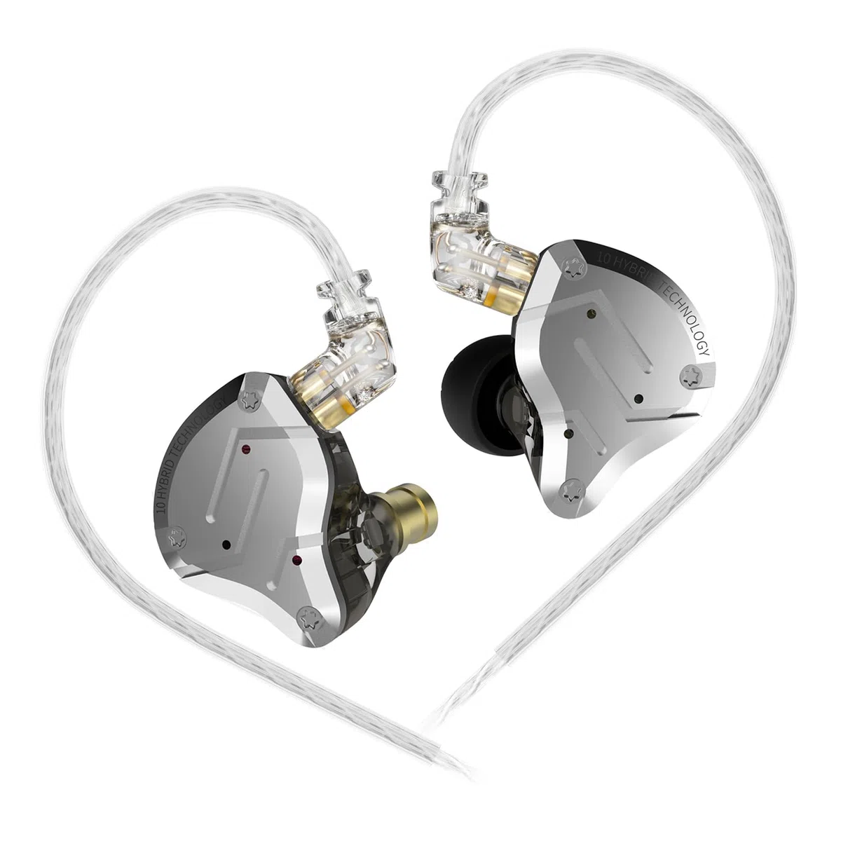 KINBOOFI KZ ZS10 Pro - Auriculares con Monitor de oído, in Ear Monitor HiFi KZ con Controladores 4BA y 1DD, KZ Mejorado ZS10 Pro con Cable Desmontable de 0,75 mm 2 Pines 6N OFC (Negro sin micrófono)