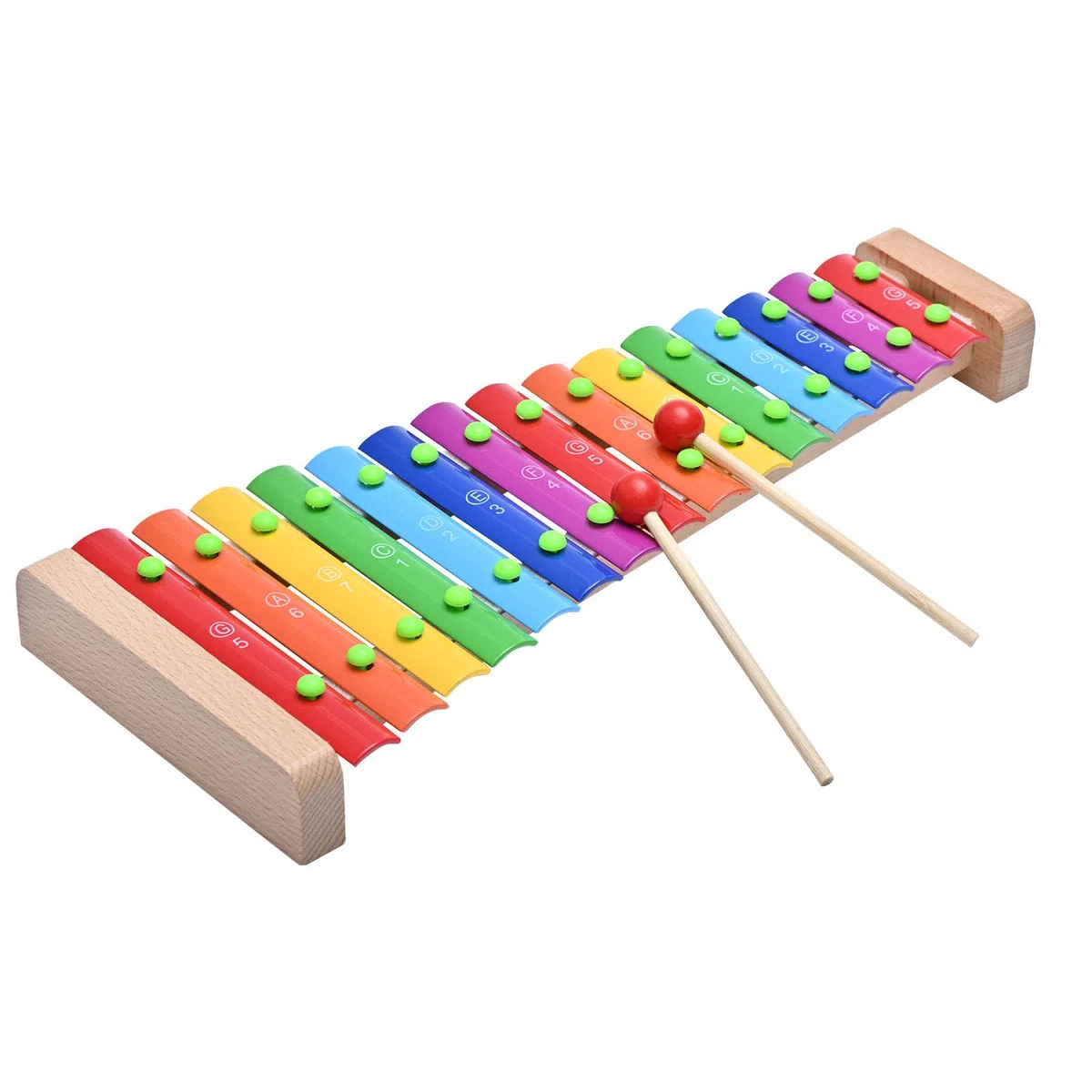 LIEKE Xilófono de madera, 15 tonos, carillón, instrumento musical, regalo para niños y adultos