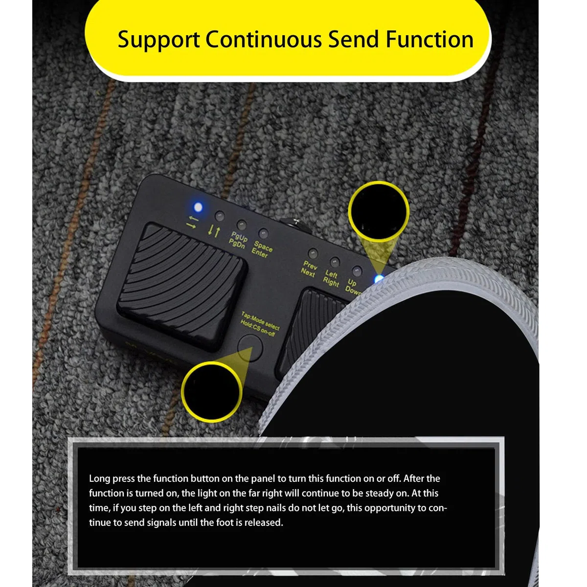 Sxhlseller Pedal Inalámbrico para Cambio de Página para Control de Partituras, Funcionamiento Silencioso para Estudio de Grabación, Carga USB, para Tableta, Portátil, PC, Plástico