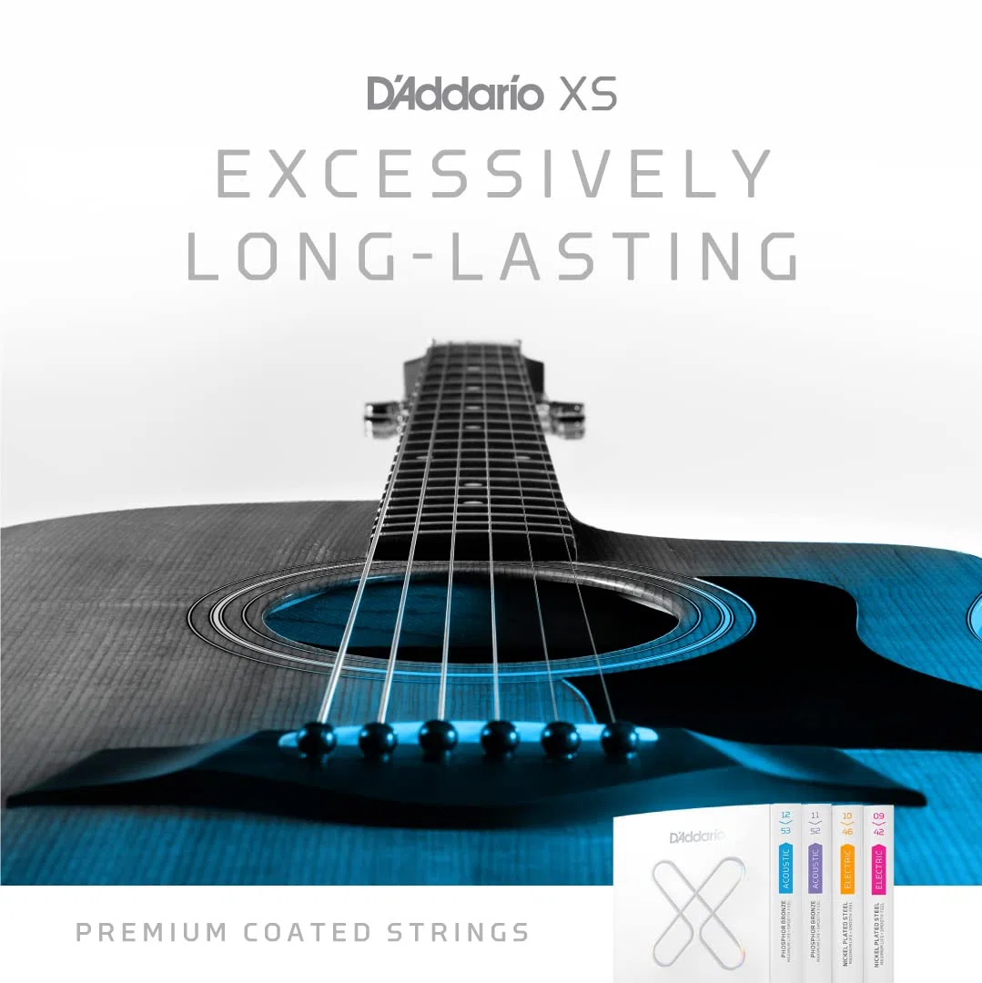 Cuerdas para guitarra acústica D'Addario XS, bronce 80/20, ligero, 12-53, paquete de 3