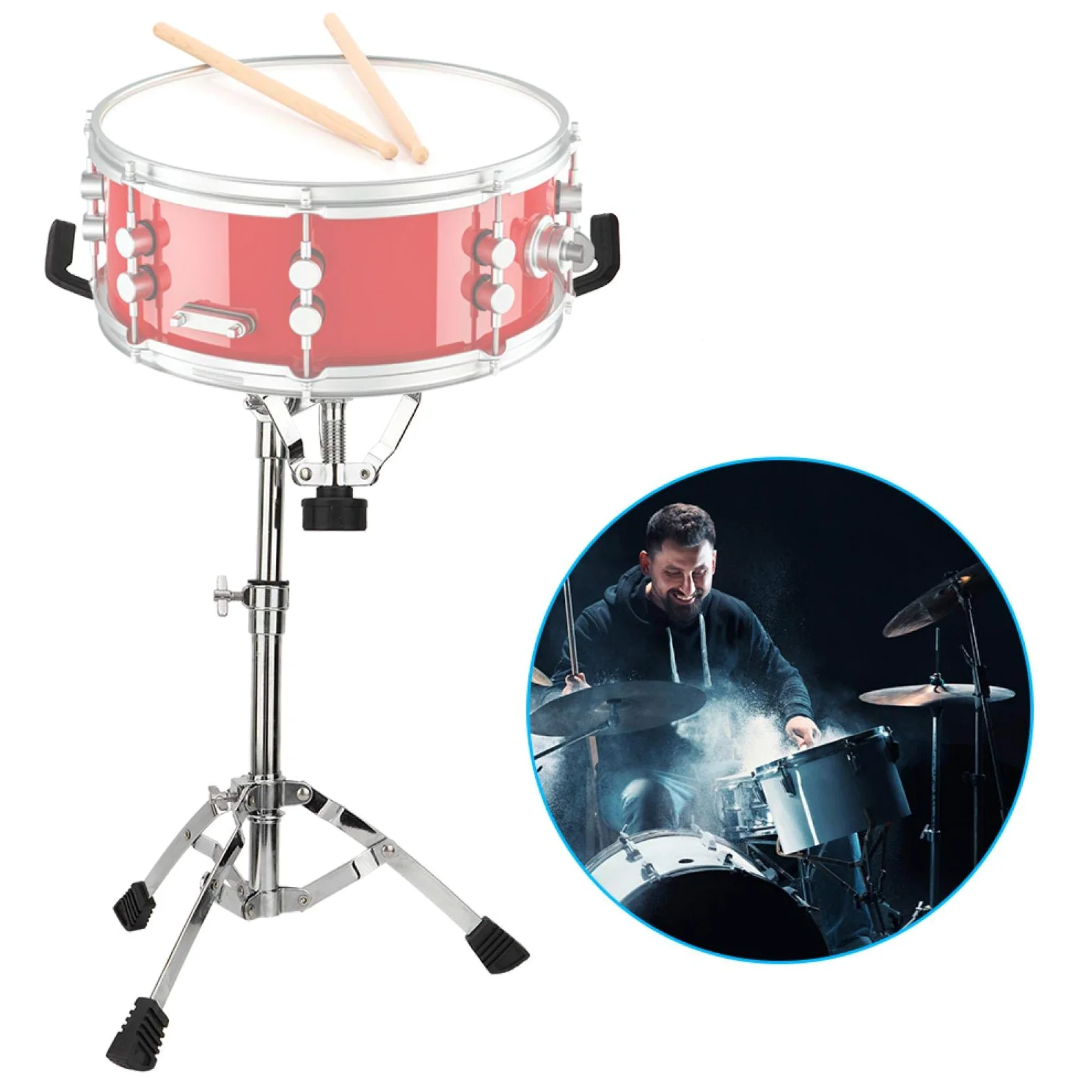 Soporte para trípode para batería, Soporte para batería portátil, Metal Profesional para Instrumentos de percusión, Kit de batería para músicos Adultos