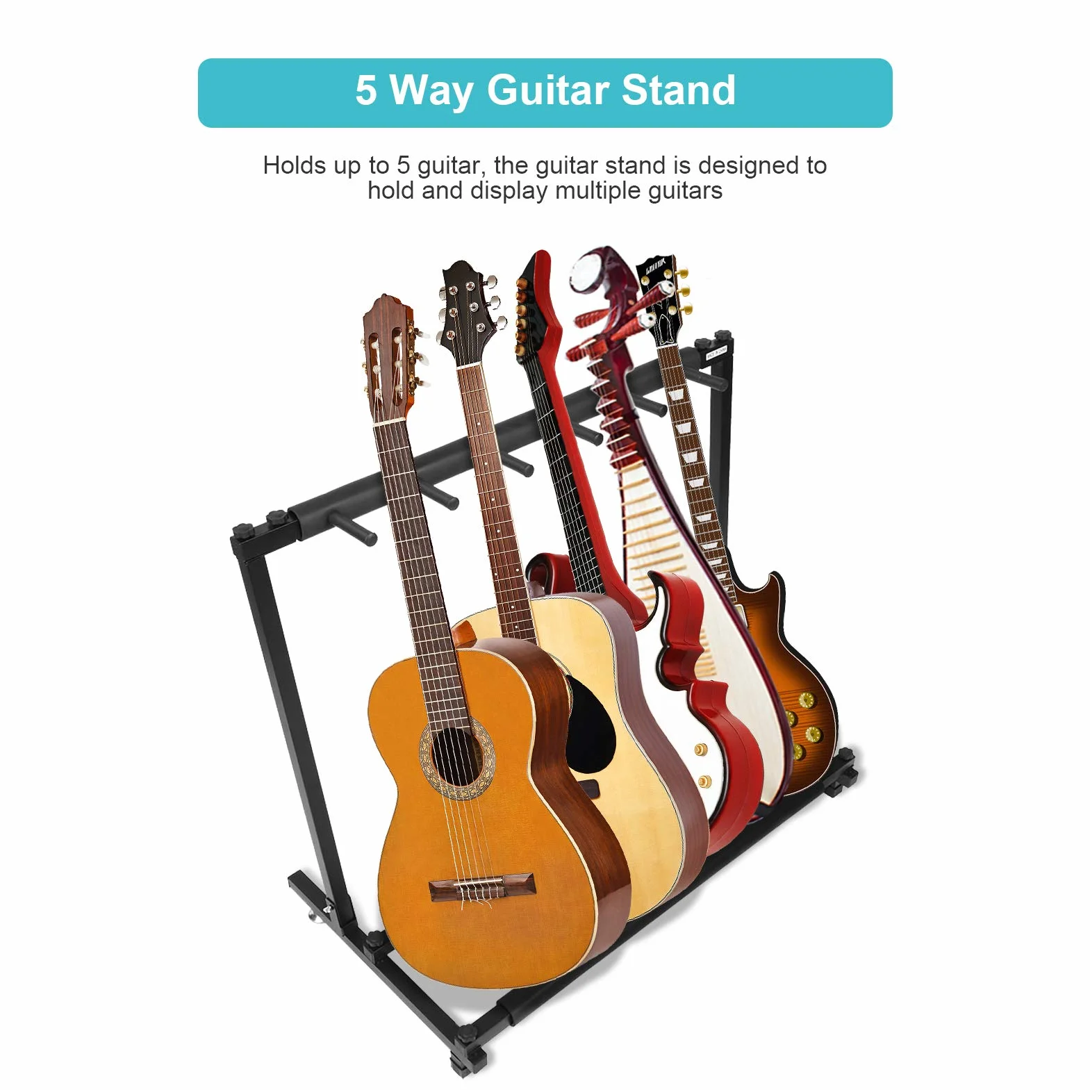 Ejoyous Soporte de ExhibiciĆ³n de Guitarra MĆŗltiple de Metal para 5 Guitarras ElĆ©ctricas