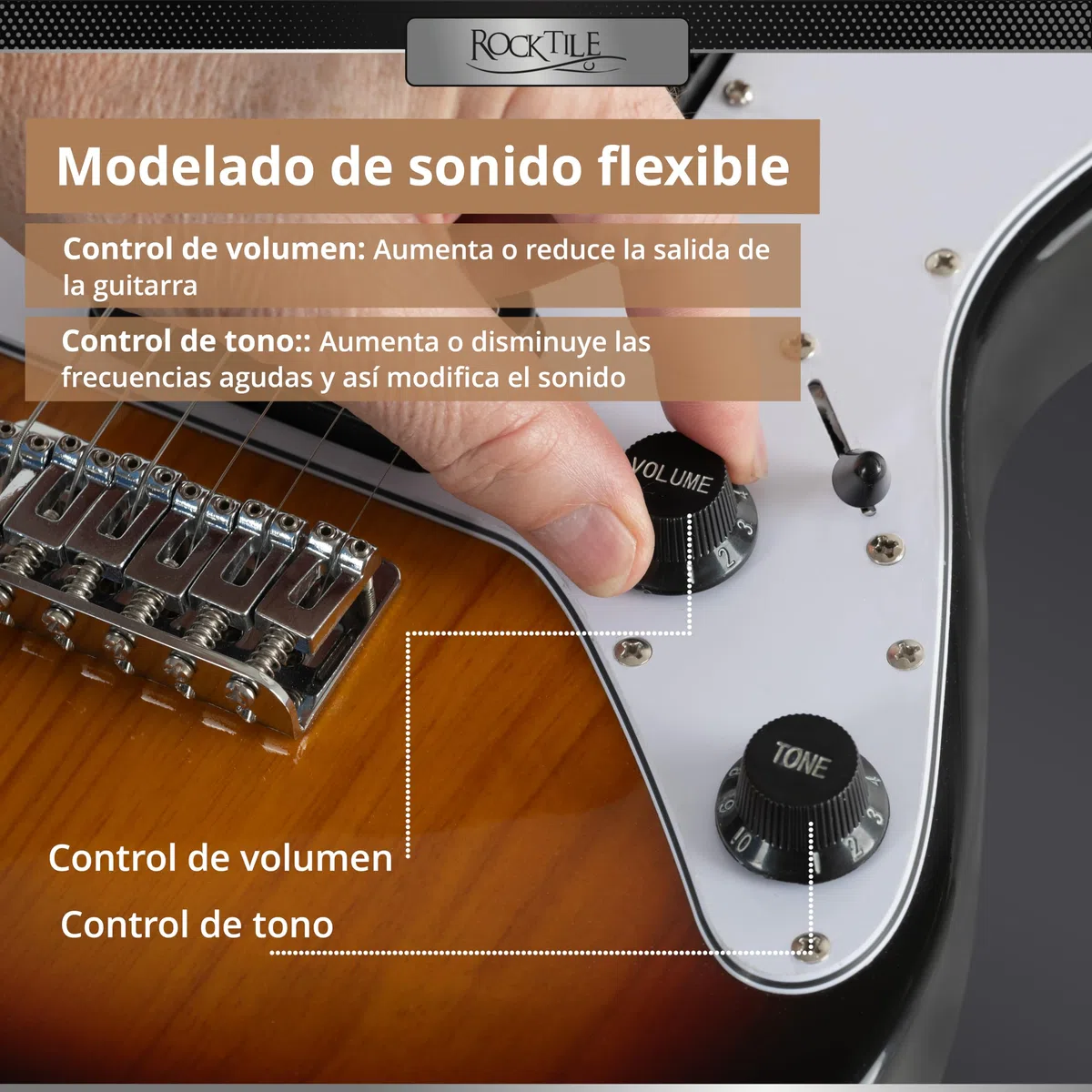 Rocktile Youngster YS-1SB 3/4 Guitarra Eléctrica Sunburst, General | Modelo: YS-1SB, Apto para edades de aproximadamente 6 a 12 años, Peso: 2, 4 kg, Número de cuerdas: 6, Orientación: Diestros