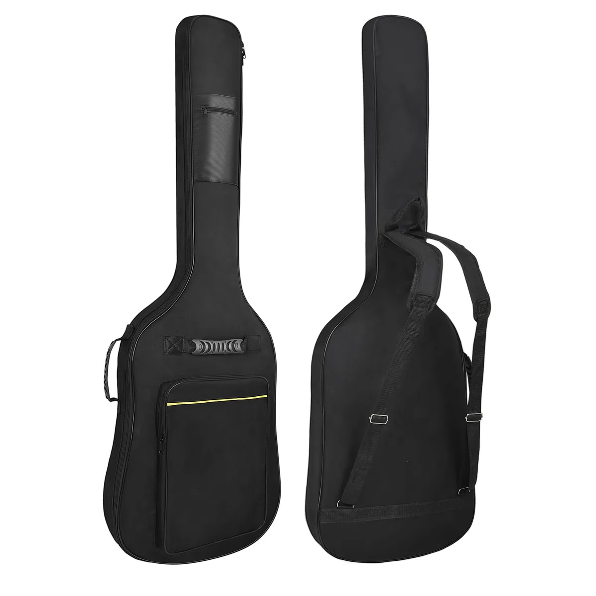 Funda para bajo eléctrico con bolsillos, color gris, 7 mm, acolchado, suave, para bajo, Black-yellow Line, 123 x 42 x 7 cm / 48.5 x 16.5 x 2.8 inches, Sencillez con estilo