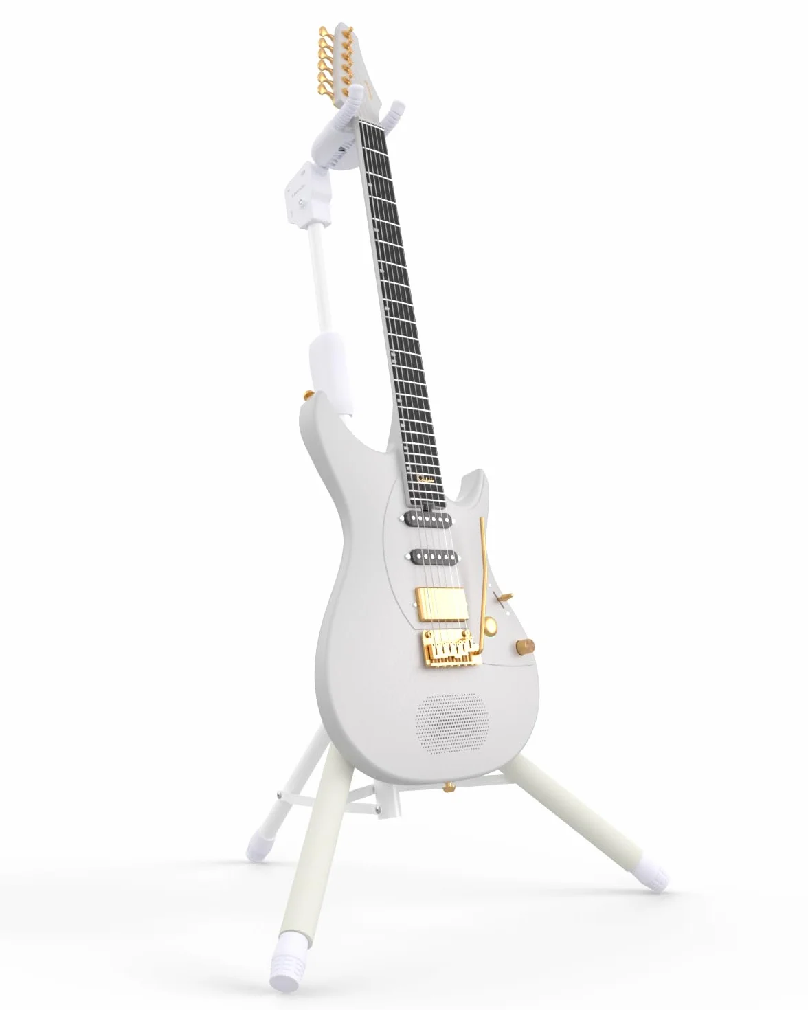 ENYA Soporte ajustable para guitarra (de 76 a 99 cm) con gancho automático, de acero inoxidable, acolchado antideslizante y diseño de tres patas para guitarras acústicas y eléctricas.