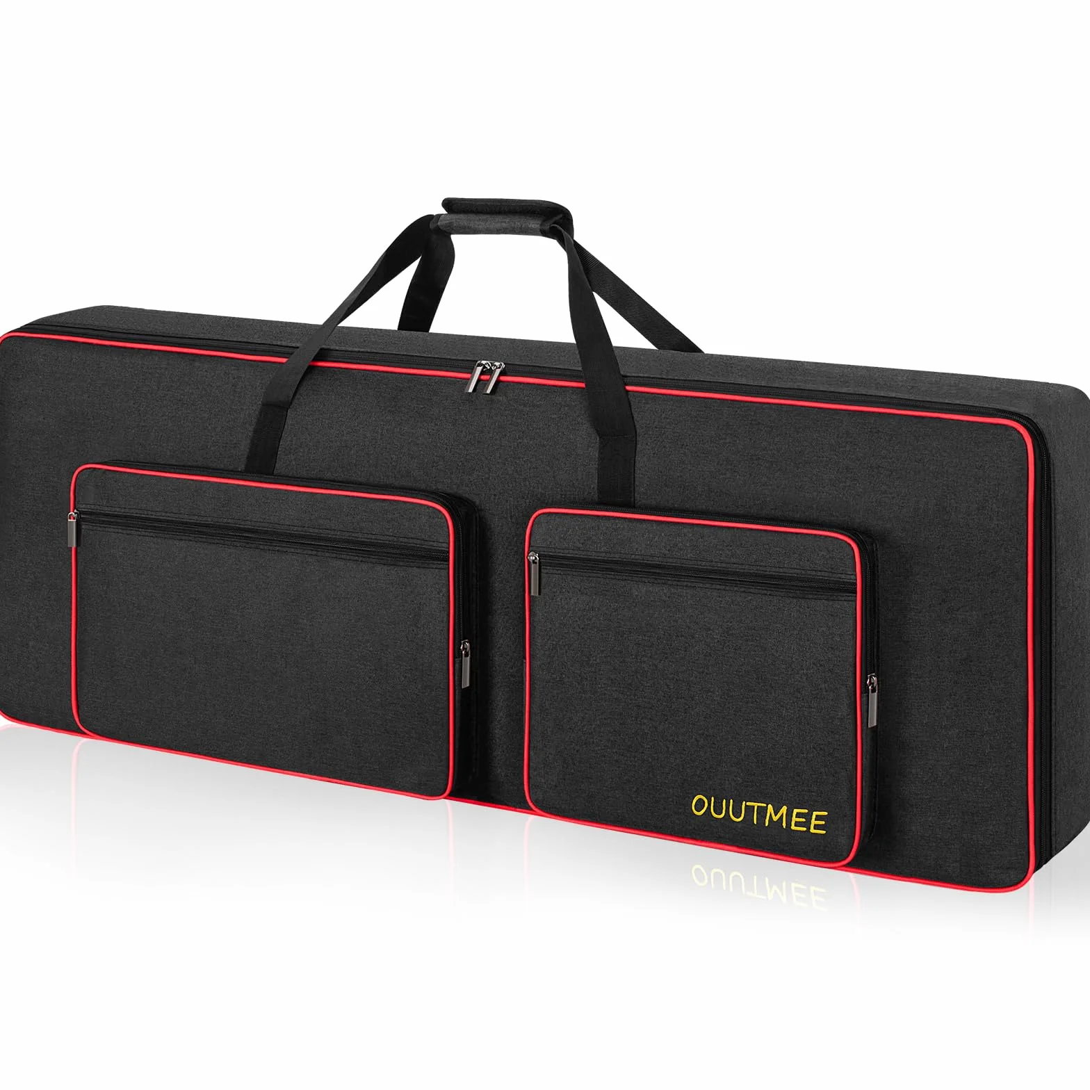 OUOUTMEE Funda para teclado electrónico 76 teclas, tela Oxford 600D, negro, impermeable, 10 mm borde, cuatro protectores de esquina