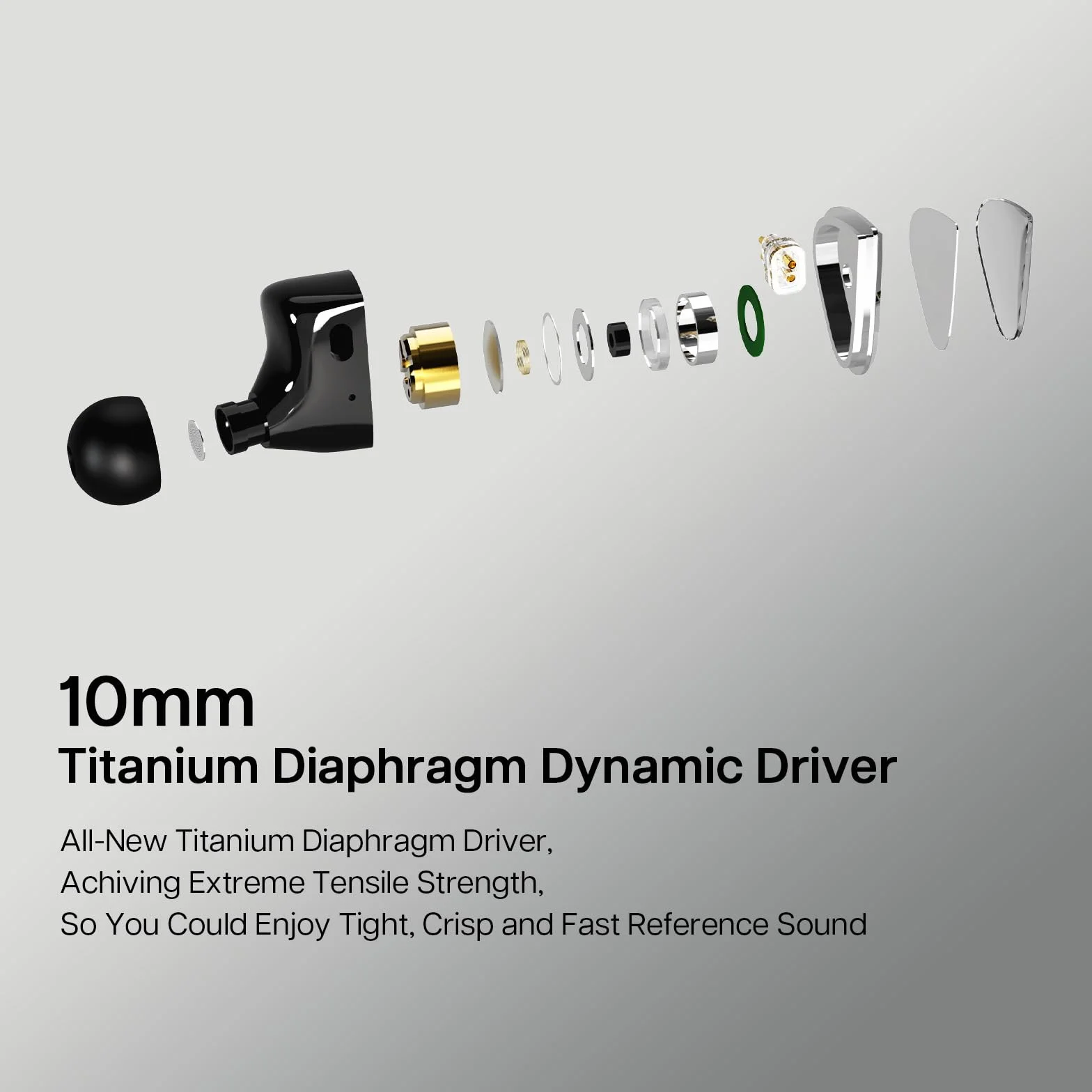 Linsoul Tripowin x 0DiBi: Vivace Monitor in Ear, 10mm diafragma Titanio Controlador dinámico IEM, HiFi Auriculares con Cable, Auriculares para Juegos Desmontable 2Pin para músicos entusiastas