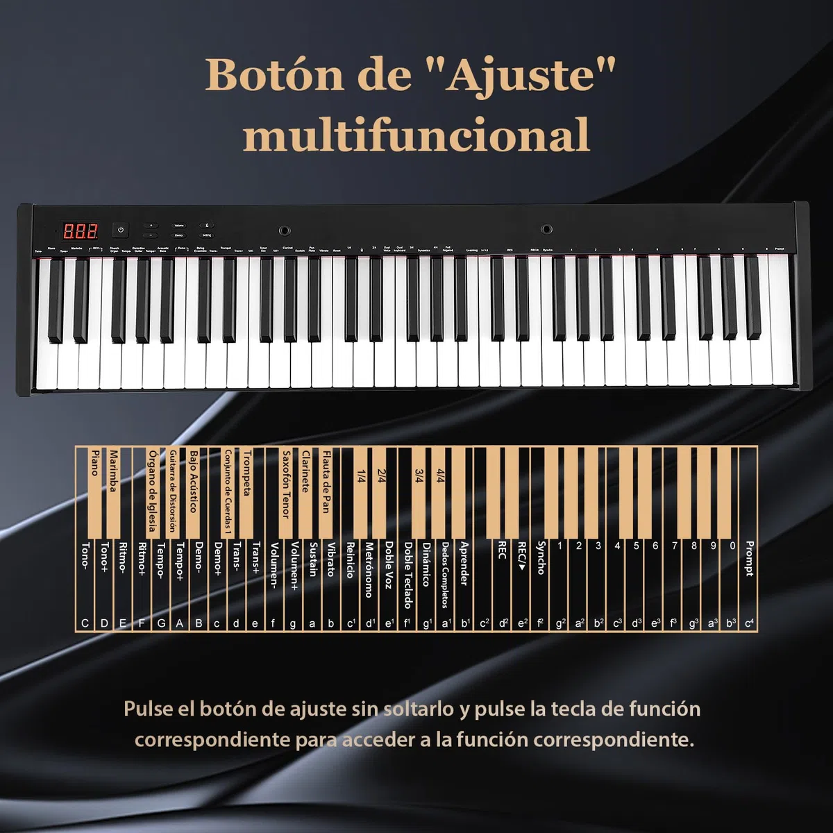 COSTWAY Teclado Electrónico de 61 Teclas con Taburete de Piano, Piano Electrico con Soporte para Teclado, Set de Piano Digital con Teclas Semi-Pesadas, Función de Audio MIDI Inalámbrica