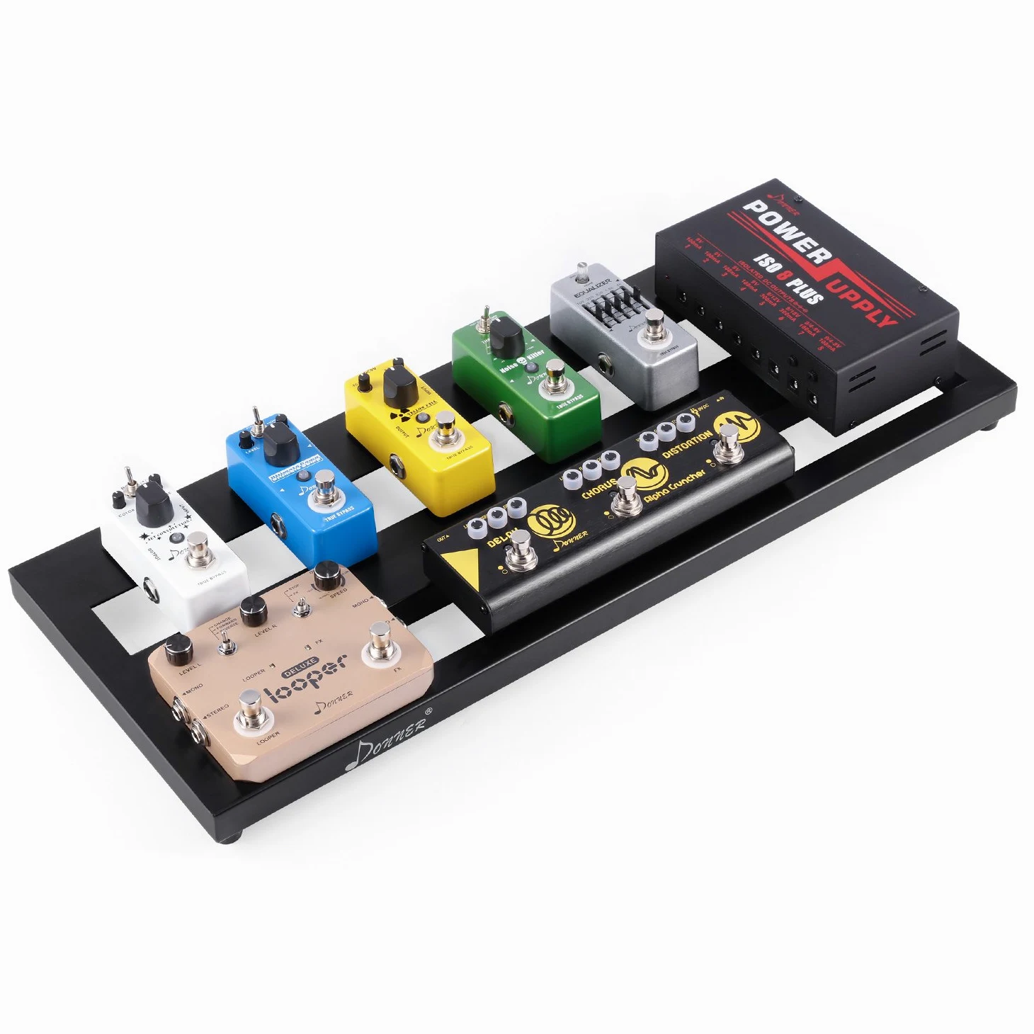 Donner Pedalera de efecto para Guitarra Electrica Ligero y Portable con Bolsa de Transporte y Cinta de Gancho y Bucle, Tablero de Pedal de Aleación 510 * 200 * 30 mm (DB-2)