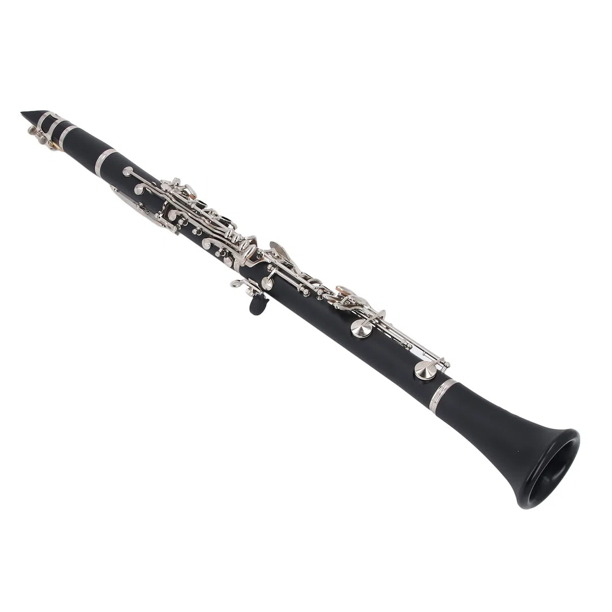 KIMISS Clarinete Plano en Sib para Principiantes, Práctica de Instrumentos de 17 Teclas, Diseño Ligero de Plástico de Ingeniería