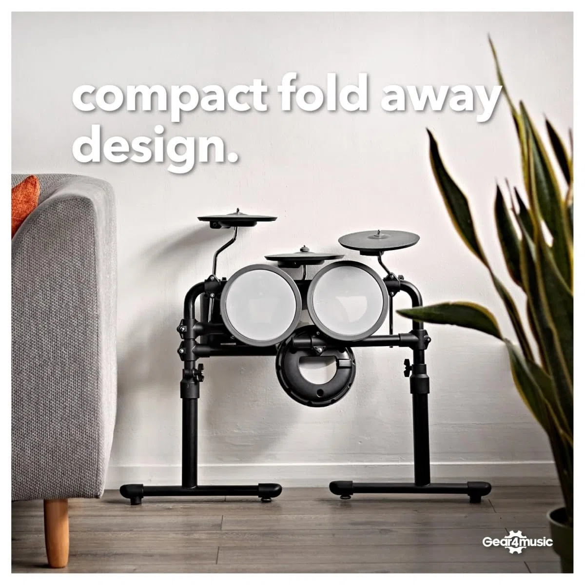VISIONDRUM+ Batería Electrónica 8 Pads en Malla, Hi-Hat, Kick y Ampli | Kit de Batería Eléctrica Adultos y Niños, Altura Regulable, Diseño Plegable, Ampli, Auriculares, Taburete y Baquetas