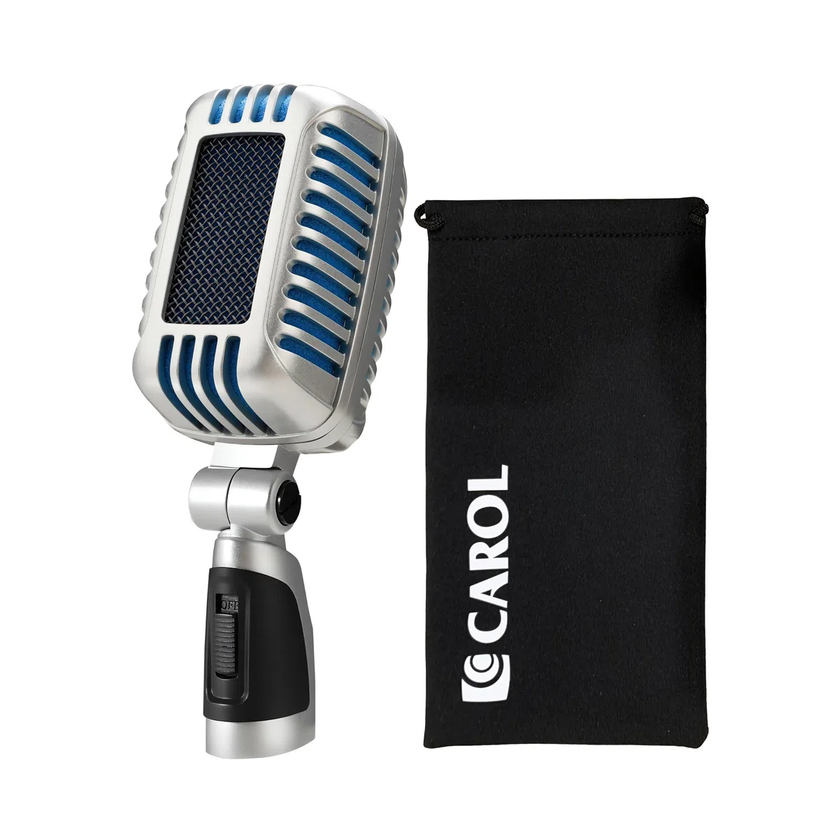 CAROL Micrófono Vocal dinámico clásico Retro – Estilo Antiguo Super Cardioide grabación de Estudio de actuación en Vivo con cápsulas Dobles y amortiguadores – CLM-101 (versión Esponja Azul)