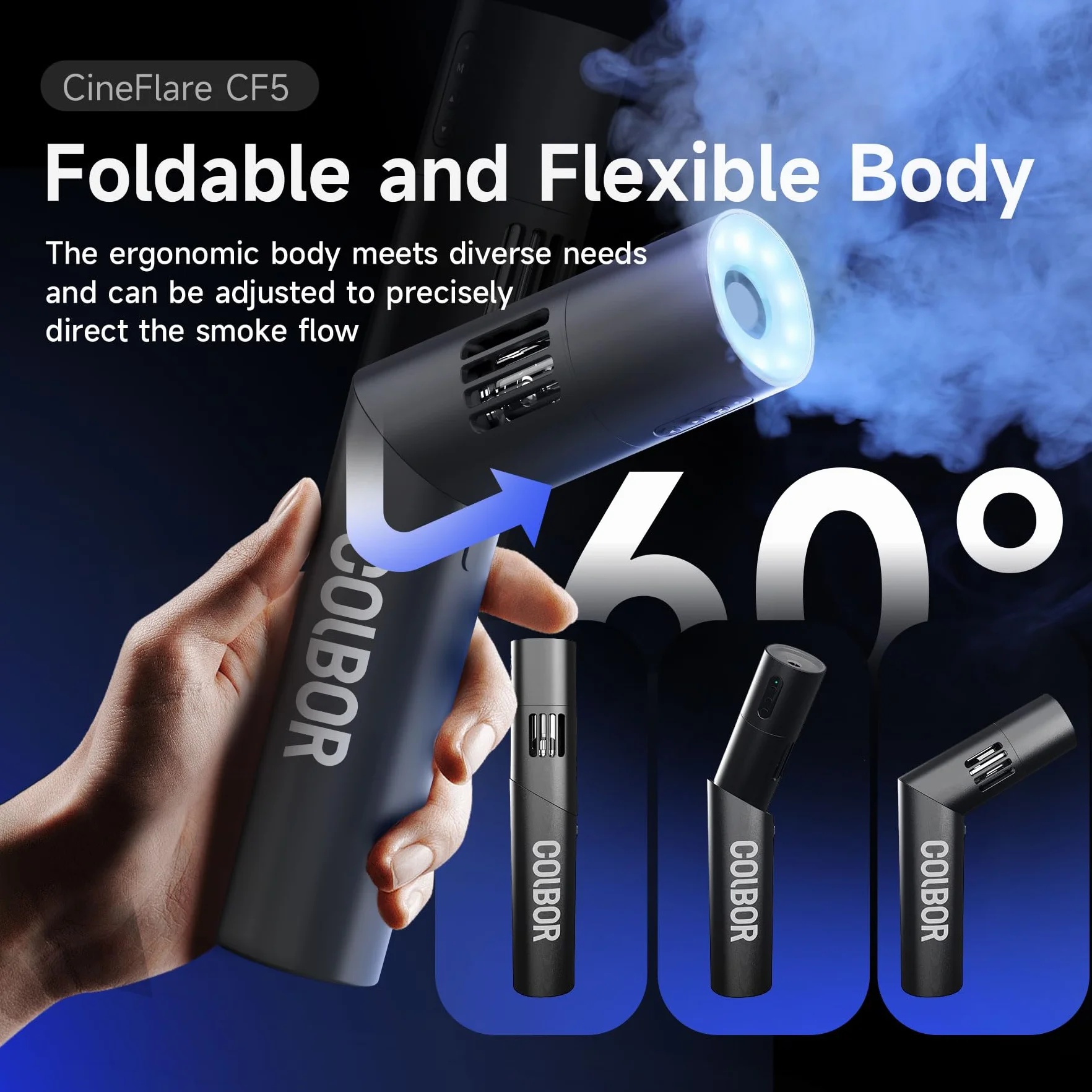 COLBOR CF5 Máquina de humo,Portatil 40W Mini Máquina niebla,Remoto Inalámbrico control, asa abatible. Puede ser utilizado para Fotografía,Fiestas,Halloween,Bodas,Escenario