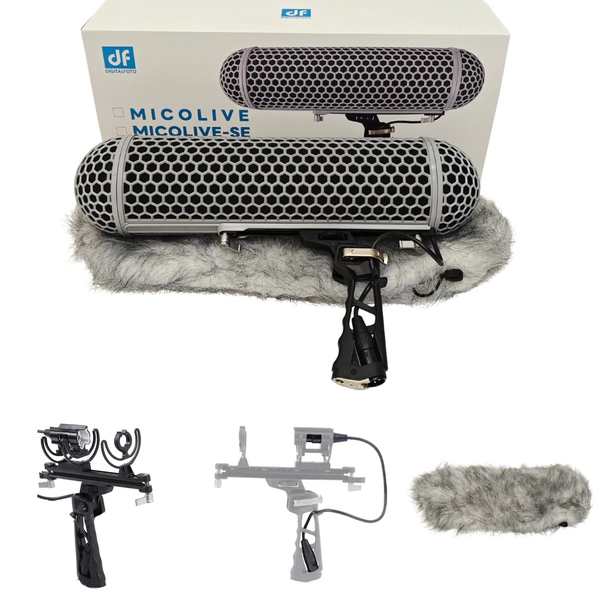 MICOLIVE-SE BLIMP - Sistema BLIMP para micrófono, jaula de protección contra el viento + parabrisas + sistema de suspensión de montaje de choque mejorado para micrófonos RODE Shotgun, etc