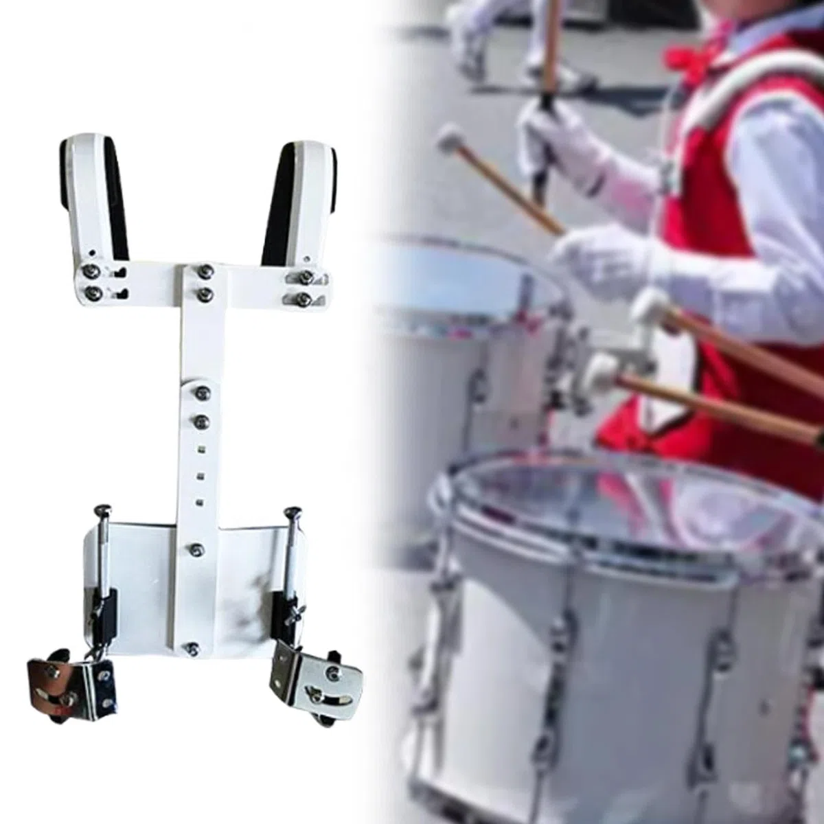 DuskHaven Soporte para Caja de Batería, Arnés para Caja de Batería de Altura Ajustable, Ideal para Conciertos Y Actuaciones.