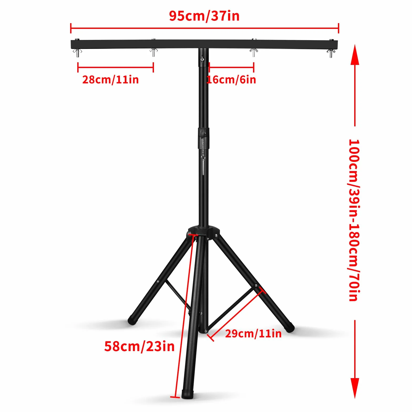 Trípode de luz con barra transversal, trípode de iluminación Pro Audio DJ para hasta 4 faros para escenarios, DJ-Disco-Boda (39-70 pulgadas)