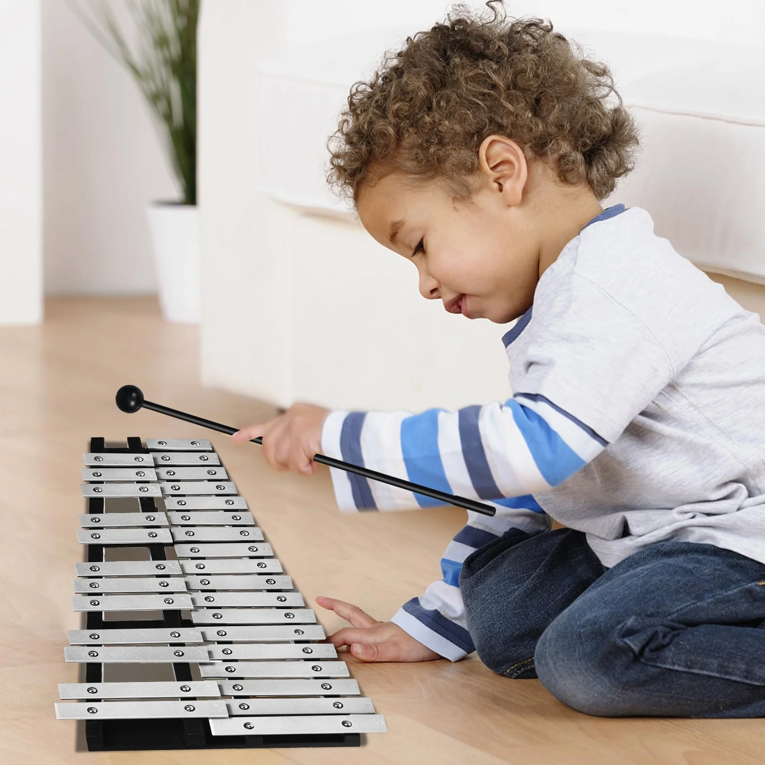 KOMFOTTEU Xilófono de 30 Notas, Instrumento de Percusión con Teclas de Aluminio y 2 Mazos, Carillón Infantil con Bolsa de Transporte, Instrumento Musical para Niños y Adultos