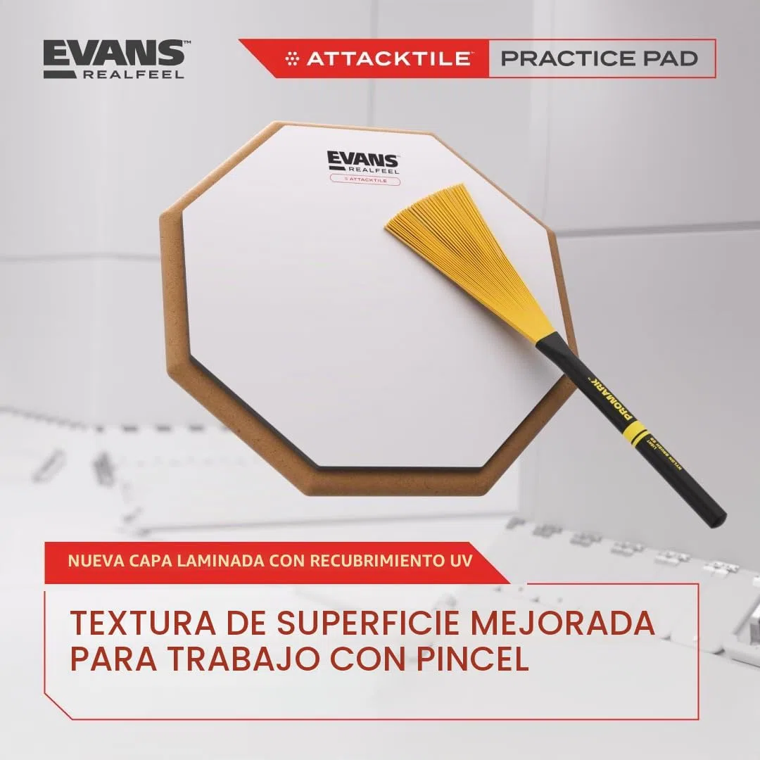 Almohadilla de práctica para batería Evans RealFeel Attacktile, 10 pulgadas