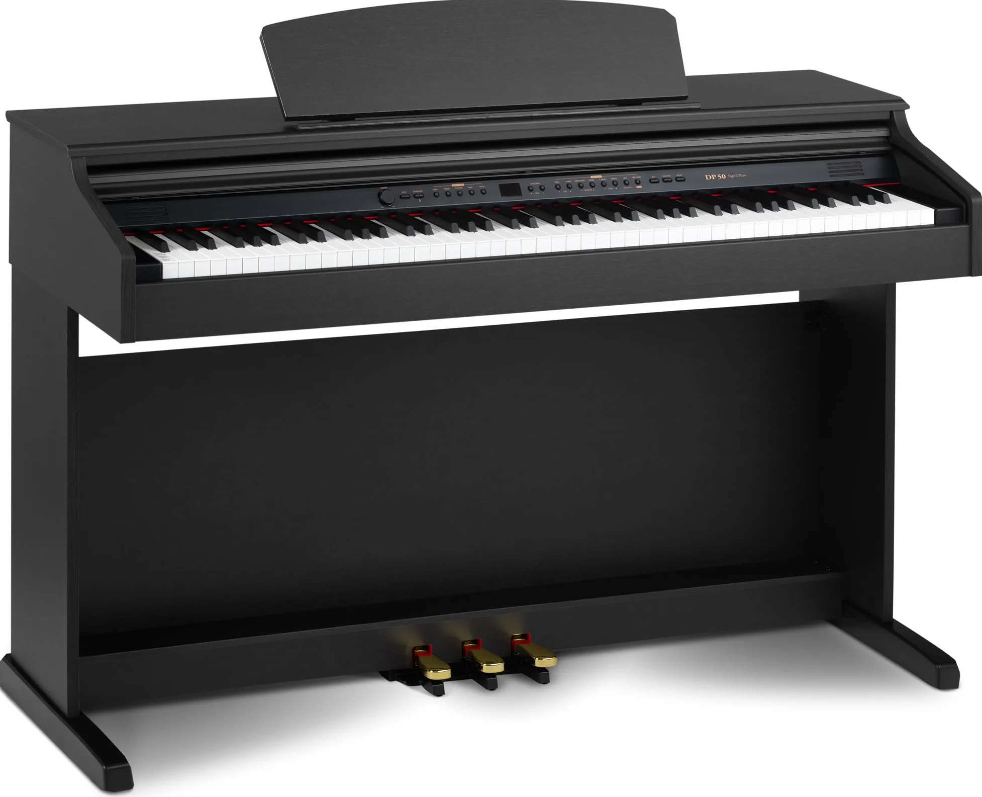 Classic Cantabile DP-50 Piano digital 88 teclas con mecanica martillo - Teclado electronico USB/MIDI local, 32 polifonía, 14 voces y funcion Twin-Piano - Organo musical para ninos - Negro mate | Alcance de tono: 7 1/4 octavas, atril plegable, cubierta de