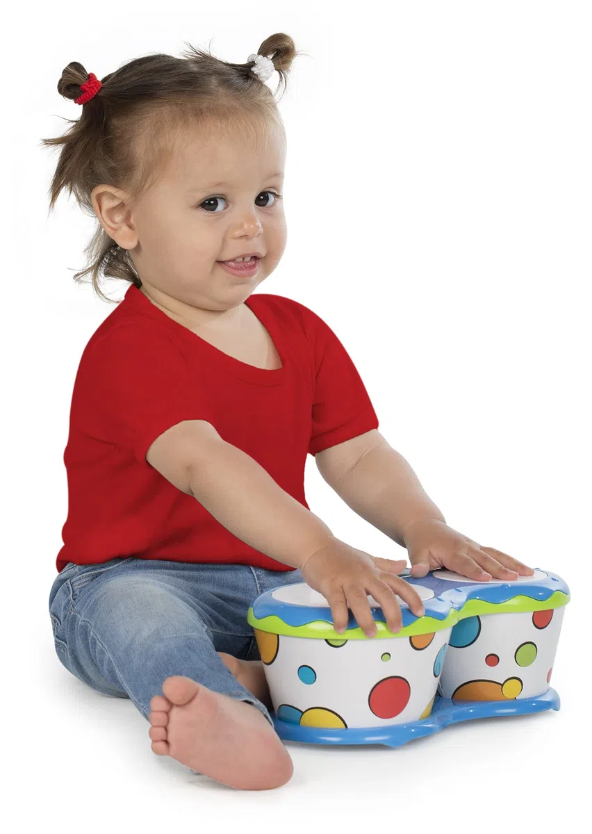 Halilit Baby Bongo Drum. Light & Robust Kids Toy Musical Instrument. 5 Pitches. Promotes Hand-Eye Coordination & Motor Skills. 12 months+ Colours vary, 1 Count (Pack of 1)