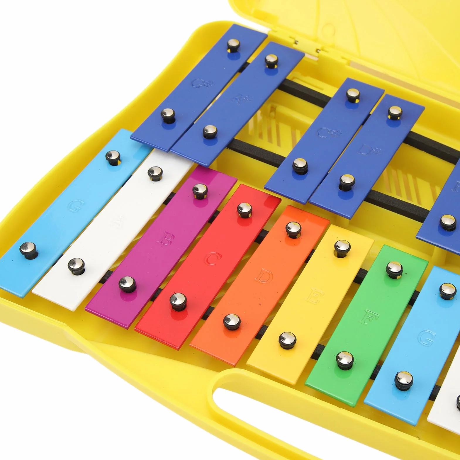 Generic Caja Amarilla para Niños Xilófono Profesional de 25 Notas Fuerte y Resistente Al Desgaste para Niños Llaves de Metal Aluminio 15,4 X 9,1 X 1,6 Pulgadas