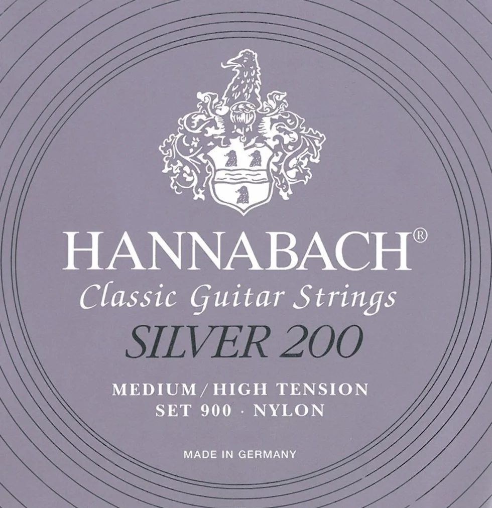 Hannabach cuerdas para guitarra clásica Profi Pack Silver 200 Medium/High Tension - 10x juego completo con agudos de nylon + 10x Sol3 carbono - 900PPMHT3C