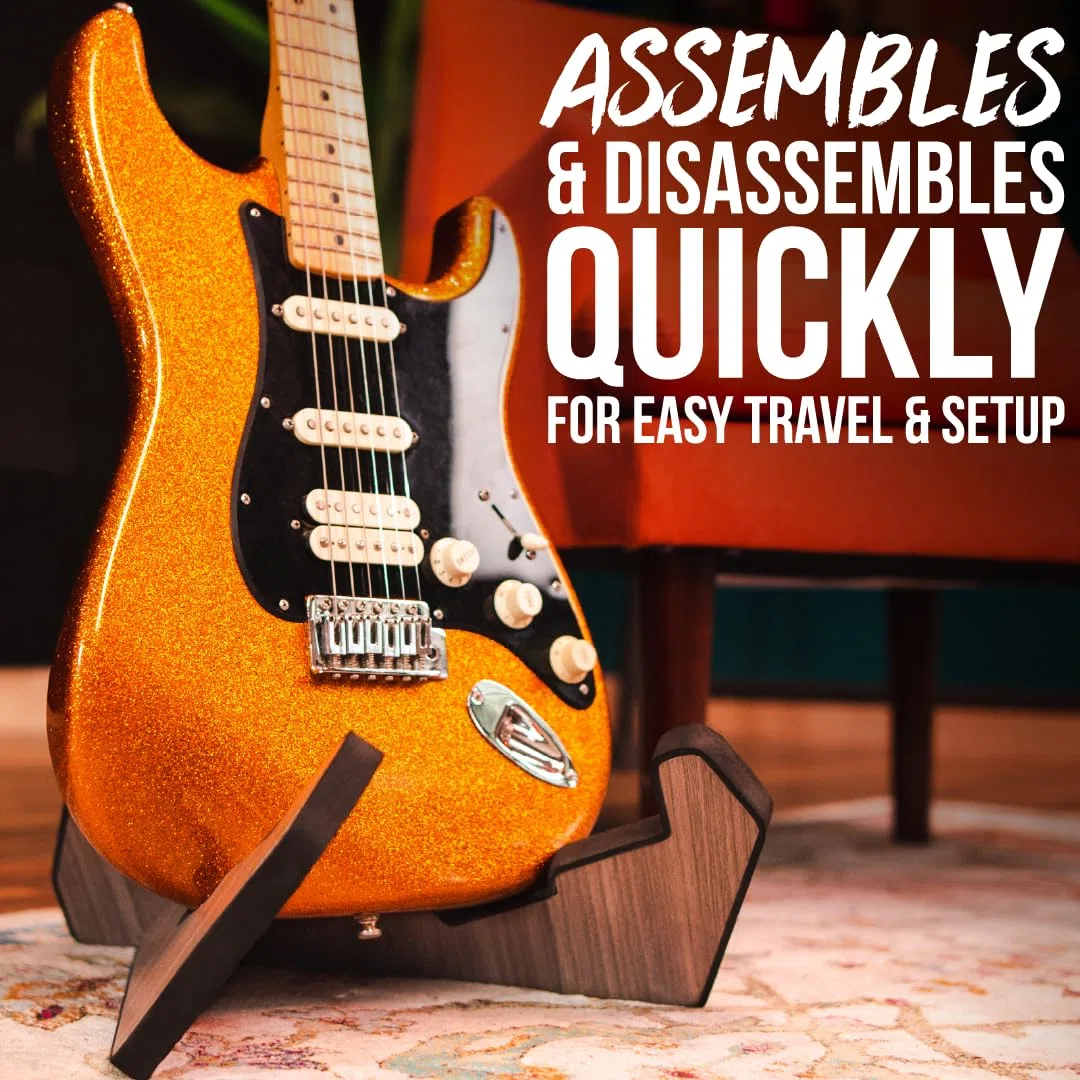 Gator Frameworks Elite Series Soporte de madera estilo X para guitarra, apto para guitarras acústicas, eléctricas y bajos, acabado negro (GFW-ELITEGTRXSTD-BLK)