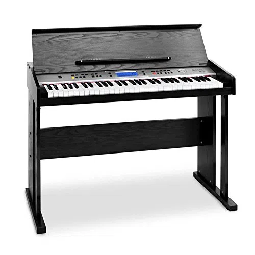 Schubert Carnegy-61 - piano eléctrico, teclado, 61 teclas, sensibilidad a la rapidez, 100 ritmos, 136 instrumentos, 8 pistas demo, altavoces, salida de línea, MIDI, función dual, negro