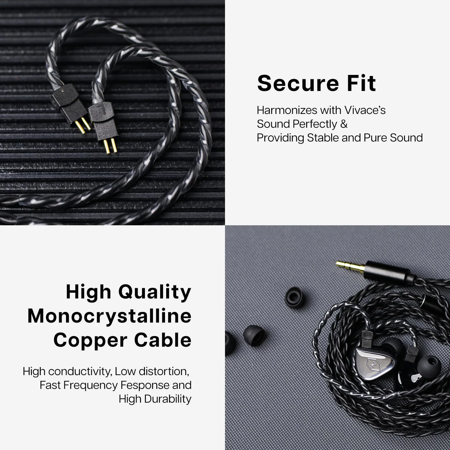 Linsoul Tripowin x 0DiBi: Vivace Monitor in Ear, 10mm diafragma Titanio Controlador dinámico IEM, HiFi Auriculares con Cable, Auriculares para Juegos Desmontable 2Pin para músicos entusiastas