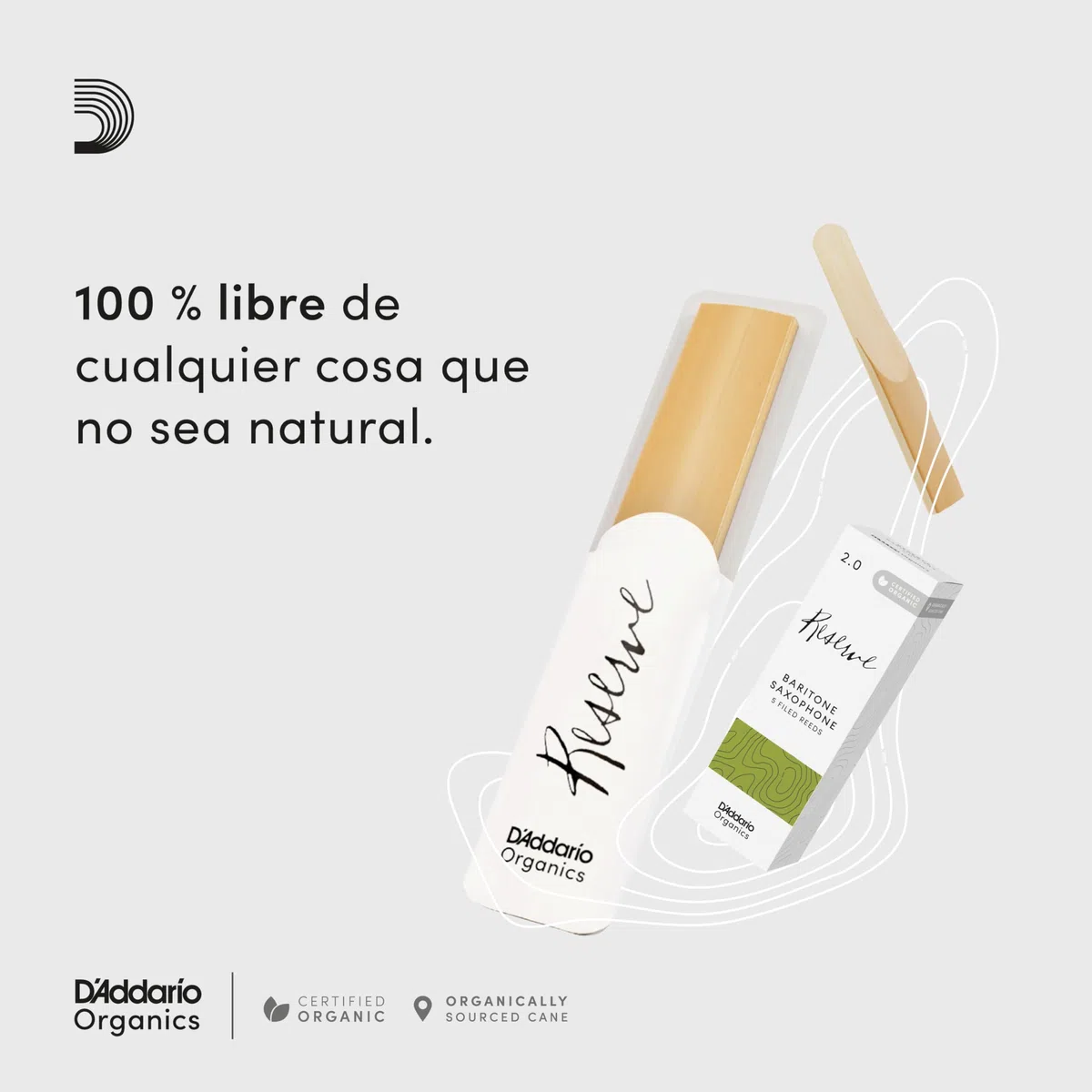 D'Addario Orgánico Reserve Soprano Cañas para Saxofón - Cañas de Saxo - La Primera y única Caña Ecológica - 3.5 Fuerza, 10 Paquete