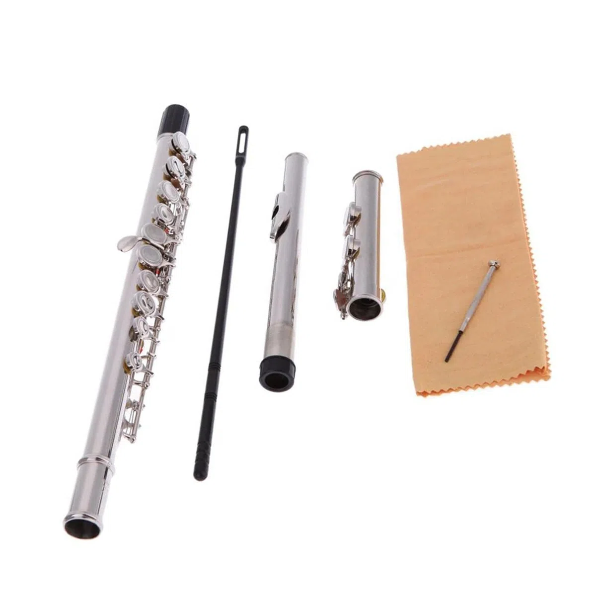Flauta De Concierto, Cuproníquel, Chapada En Plata, 16 Agujeros, Instrumento De Flauta Con Llave C, Con Bolsa Y Accesorios Flauta Travesera Kit