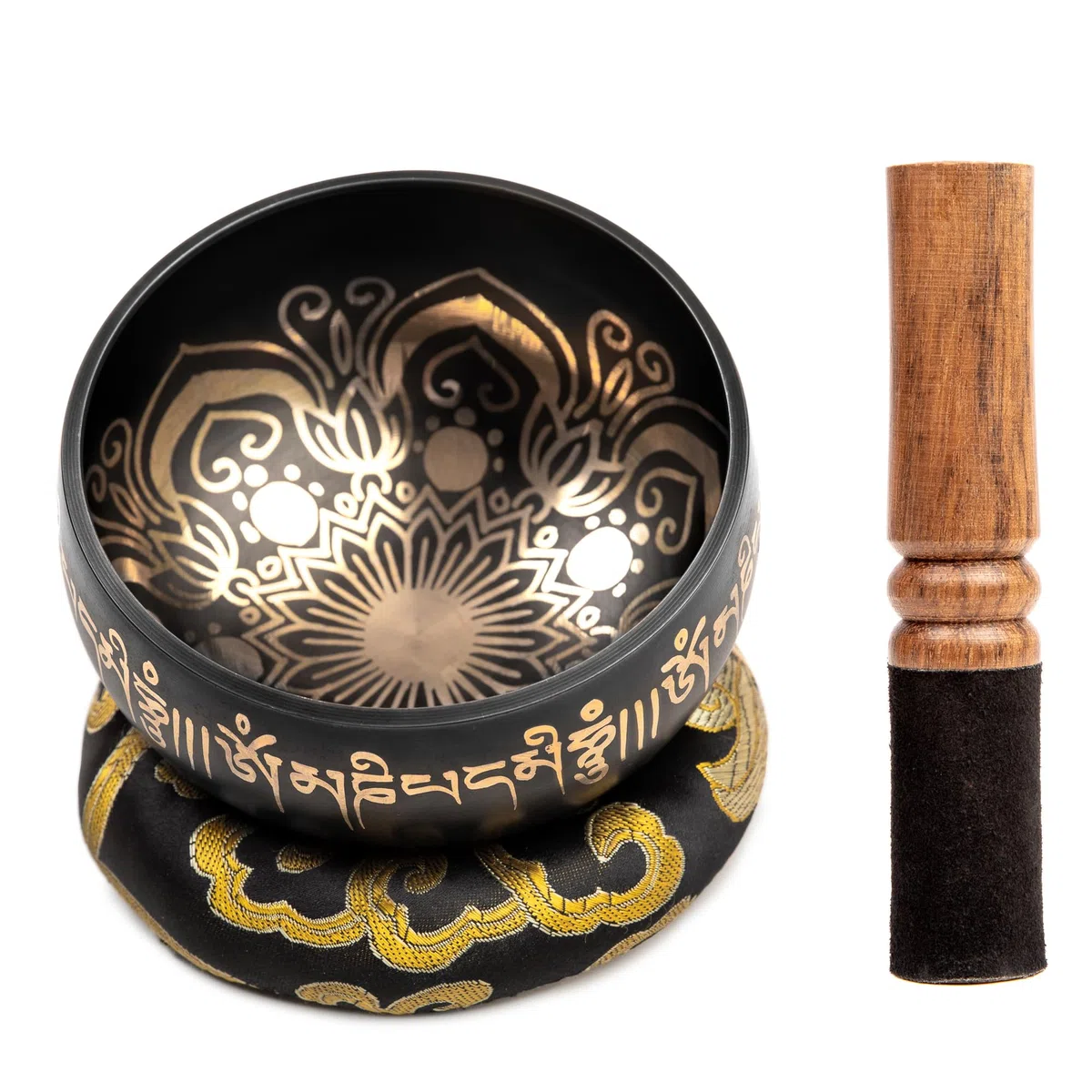Himalayan Bazaar Juego de Cuenco Tibetano con Sonido Para Meditar, Cuenco Tibetano Elaborado a Mano Fácil de Tocar, Con Sonidos Para Hacer Yoga y Alinear Los Chacras
