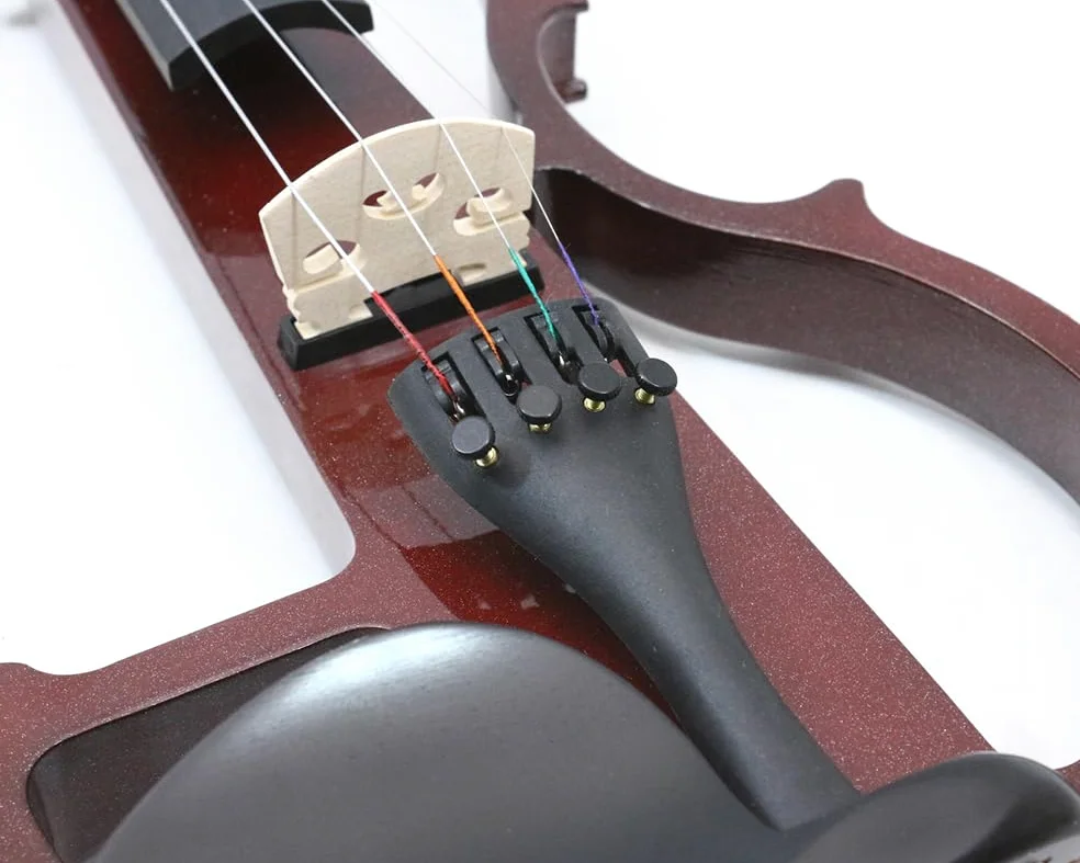 Violín eléctrico silencioso 4/4 tamaño completo violín eléctrico silencioso cuerpo de madera maciza accesorios de ébano con funda, arco, auriculares, cable, cuerdas para estudiantes,