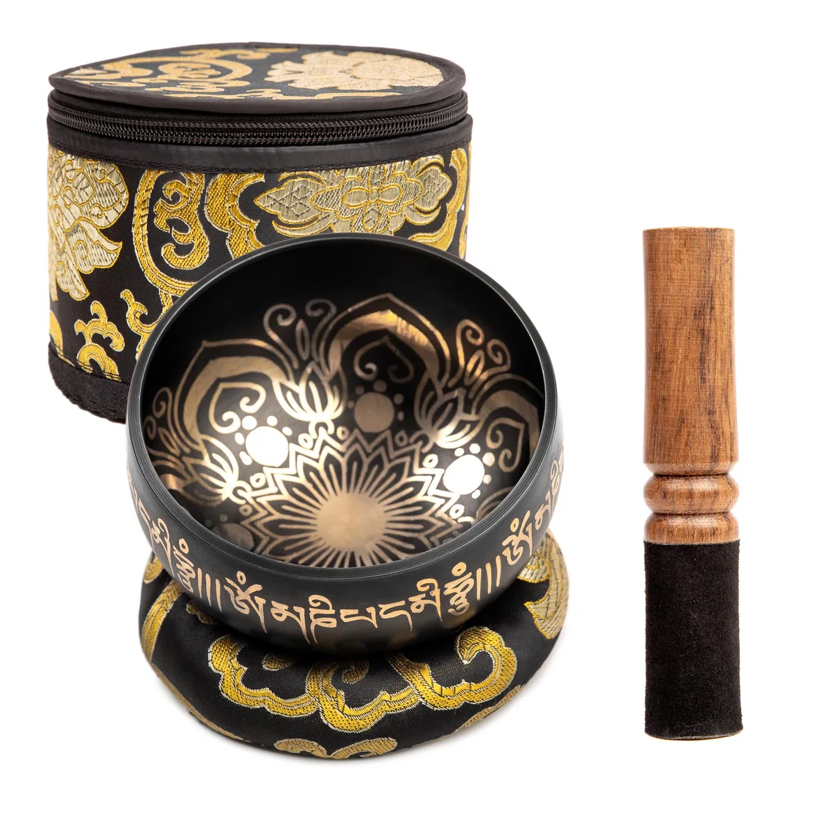 Himalayan Bazaar Juego de Cuenco Tibetano con Sonido Para Meditar, Cuenco Tibetano Elaborado a Mano Fácil de Tocar, Con Sonidos Para Hacer Yoga y Alinear Los Chacras