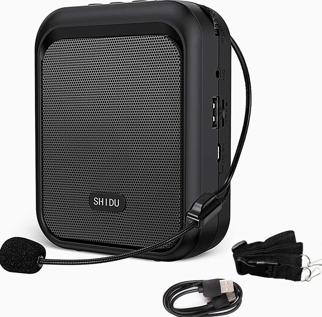 SHIDU Amplificador de Voz Altavoz Bluetooth portátil Recargable con micrófono con Cable Auriculares Sistema de PA de 10 W 1800 mAh Admite Audio en Formato MP3 para Profesores, guía turístico