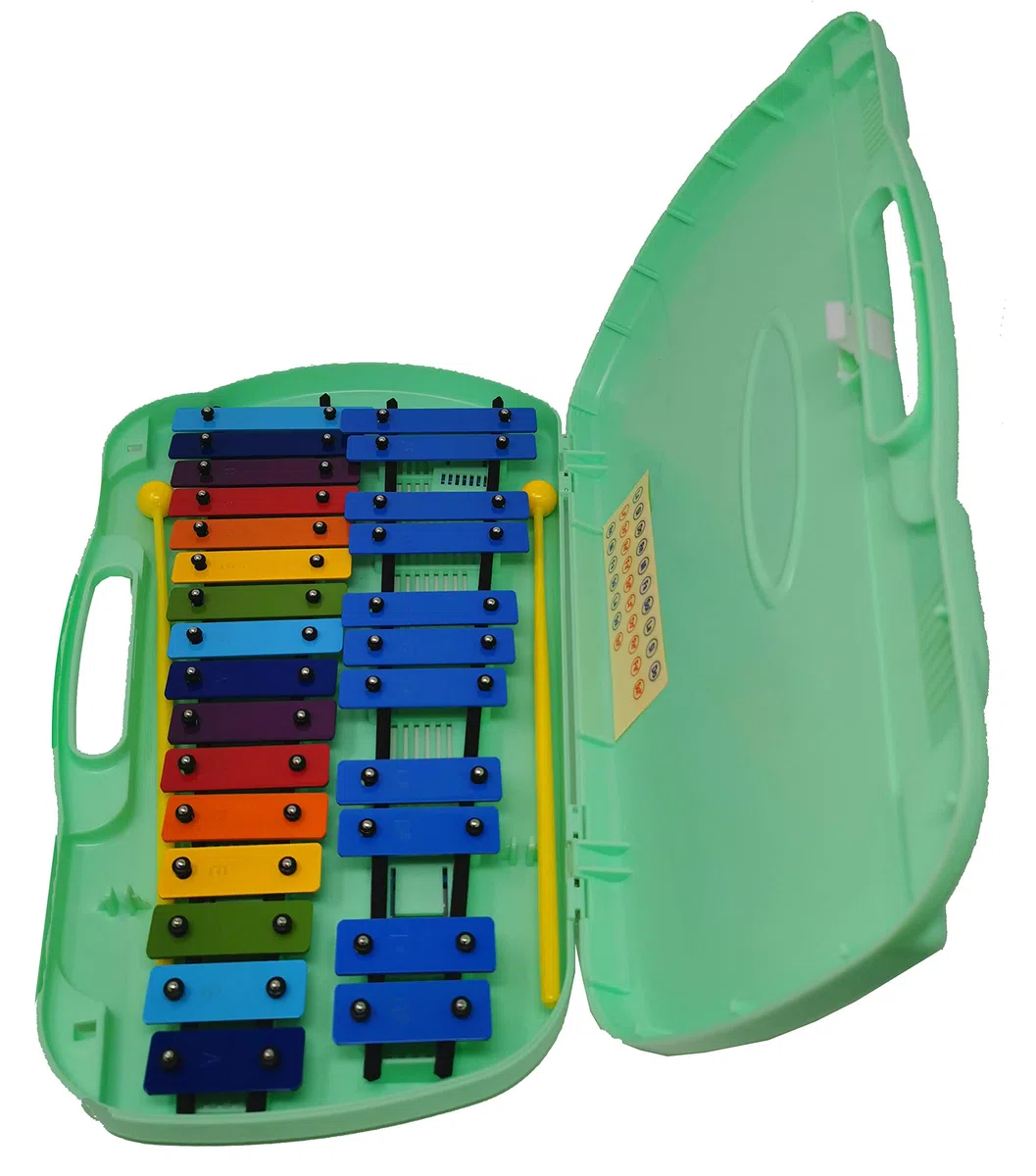 ROCKSTAR - Xilófono Glockenspiel Carrillón Metalofono Angel AG27N Cromático, 27 Teclas Colores con Estuche y Mazas. Para uso escolar ó domestico, Instrumento Musical Rítmico
