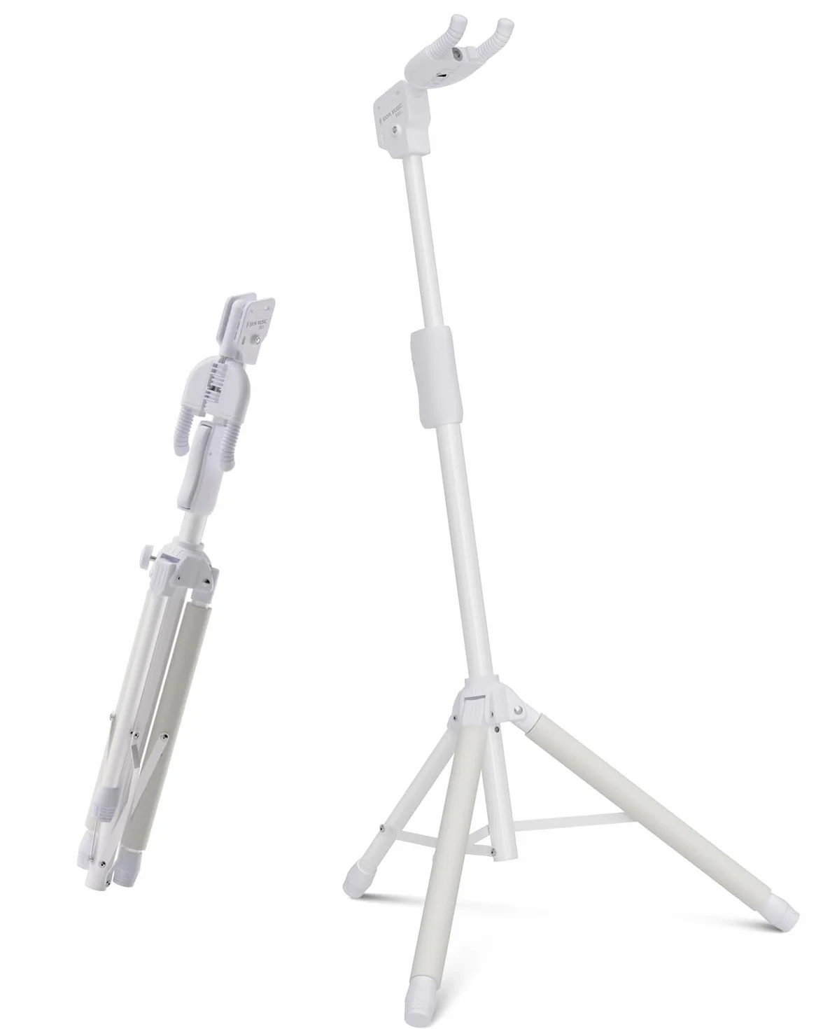 ENYA Soporte ajustable para guitarra (de 76 a 99 cm) con gancho automático, de acero inoxidable, acolchado antideslizante y diseño de tres patas para guitarras acústicas y eléctricas.
