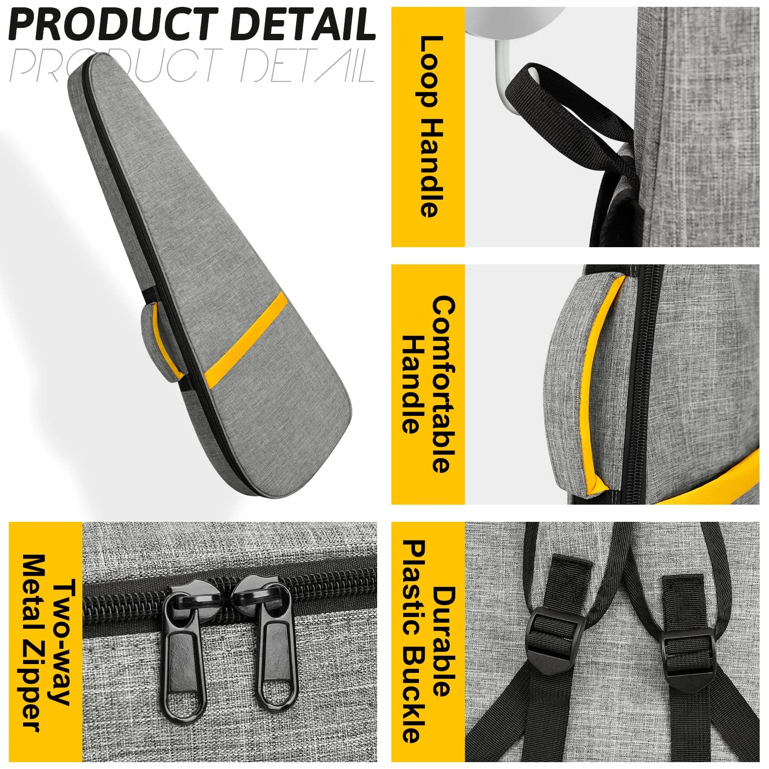 LETSROCK Funda para Guitarra eléctrica de 39 Pulgadas, Acolchado Grueso con Correa para el Cuello, Correa Ajustable para el Hombro, Impermeable, Forma de Rayo Amarillo y Bolsa Negra para Guitarra