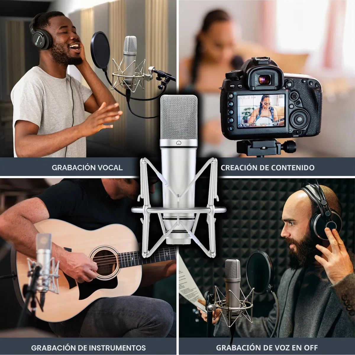 Micrófono Condensador de Estudio MA-87 grabación Vocal de Calidad con un presupuesto reducido