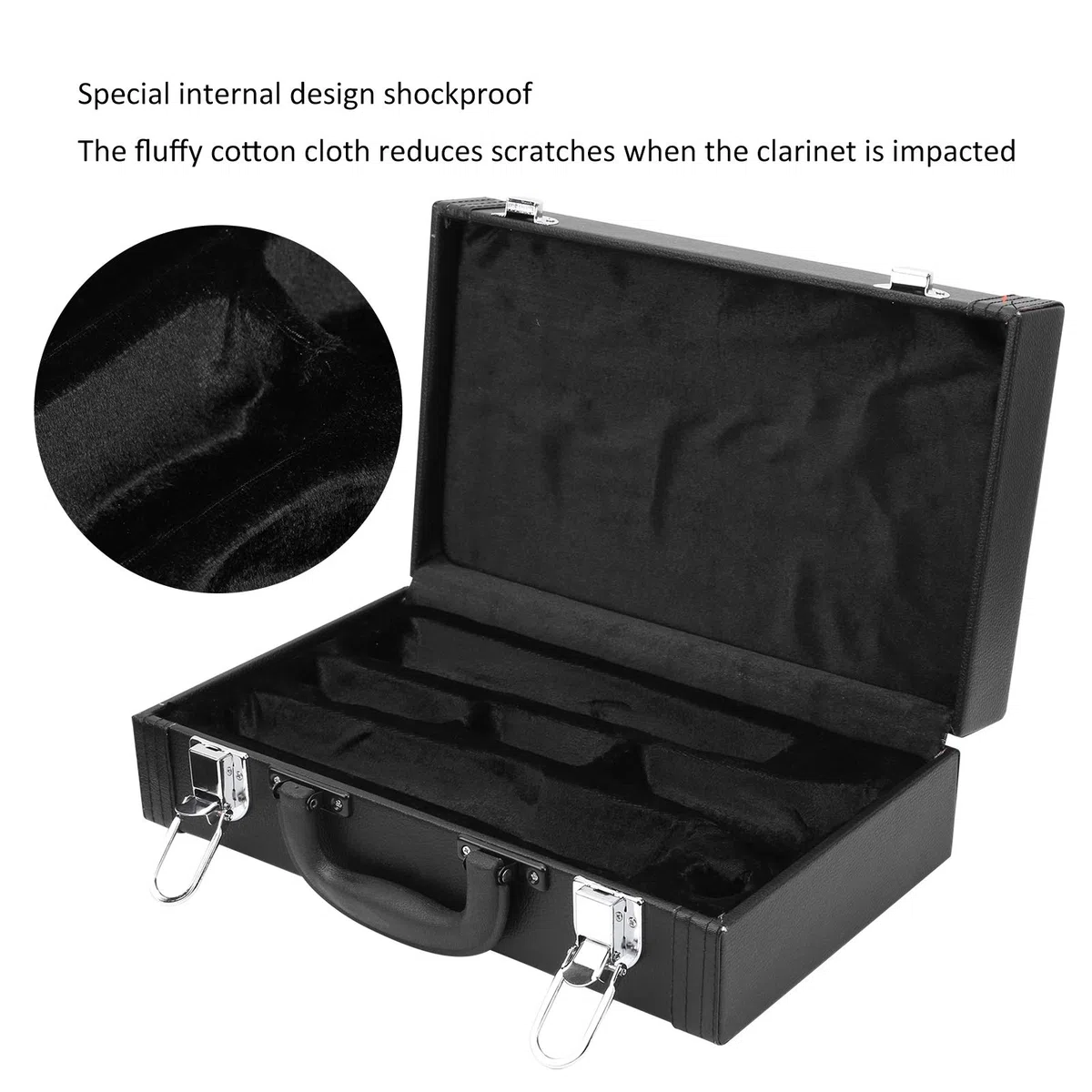Estuche Rígido para Clarinete Impermeable con Protección Antigolpes Algodón Esponjoso Clavos Antipolvo y Agarre Ergonómico