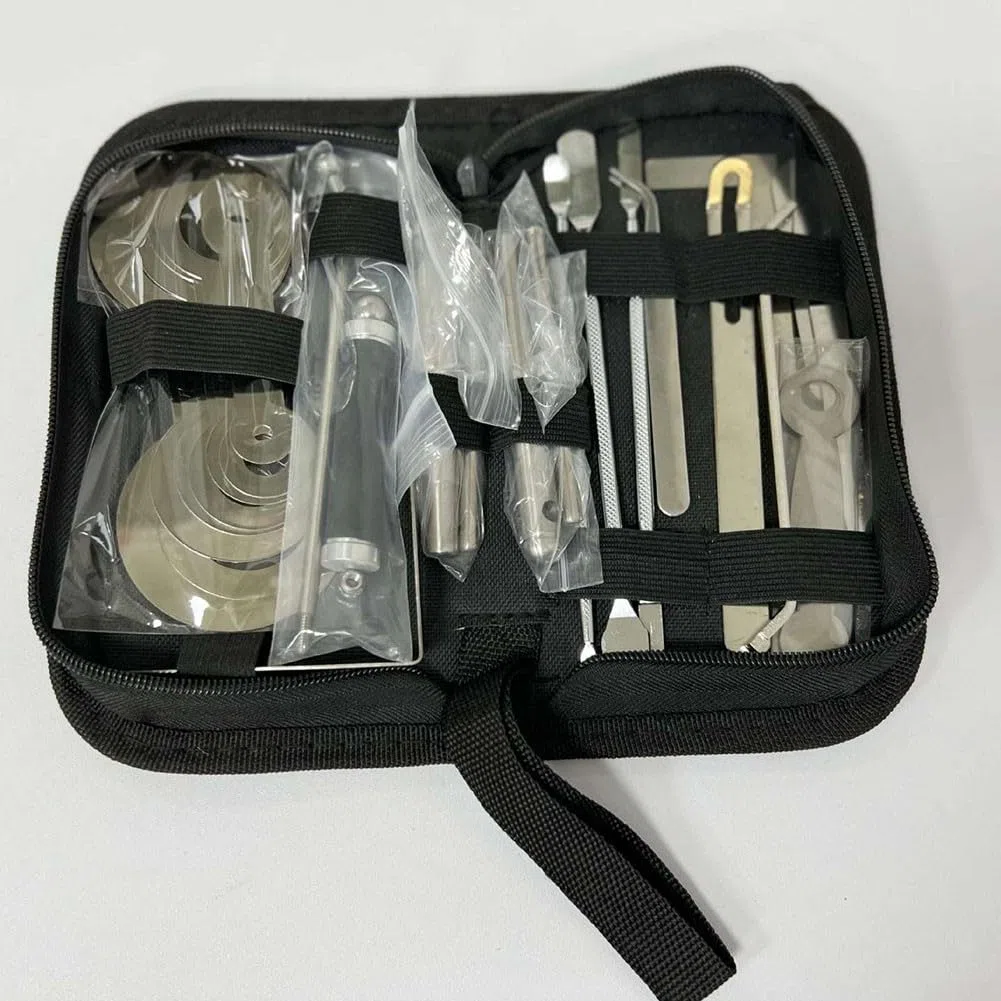 Kit de herramientas de reparación de saxofón con caja de almacenamiento | Accesorios prácticos de acero resistente para saxofón, trombón, flauta y oboe