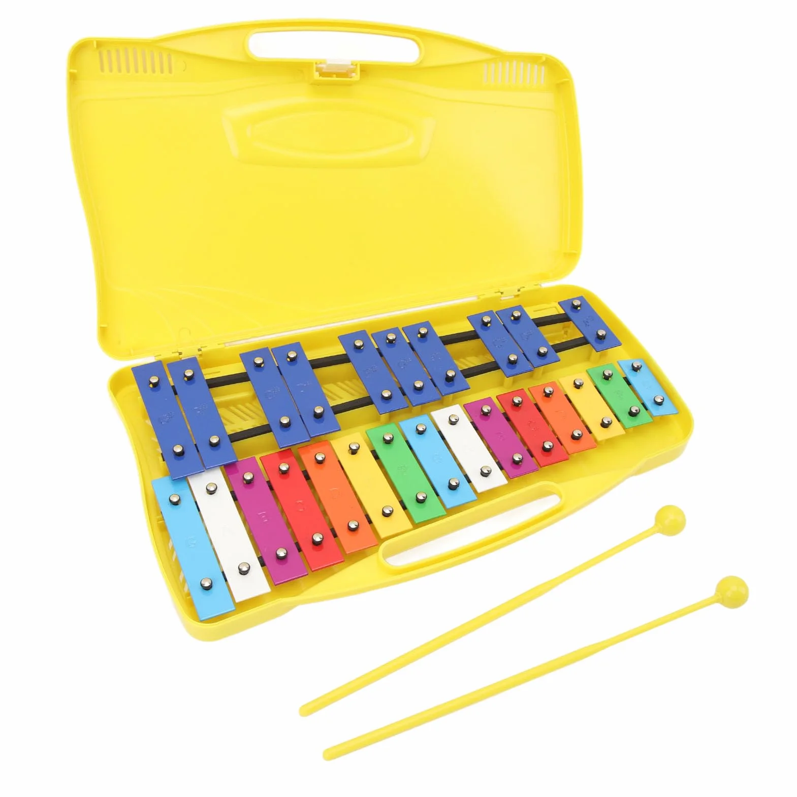 Generic Caja Amarilla para Niños Xilófono Profesional de 25 Notas Fuerte y Resistente Al Desgaste para Niños Llaves de Metal Aluminio 15,4 X 9,1 X 1,6 Pulgadas