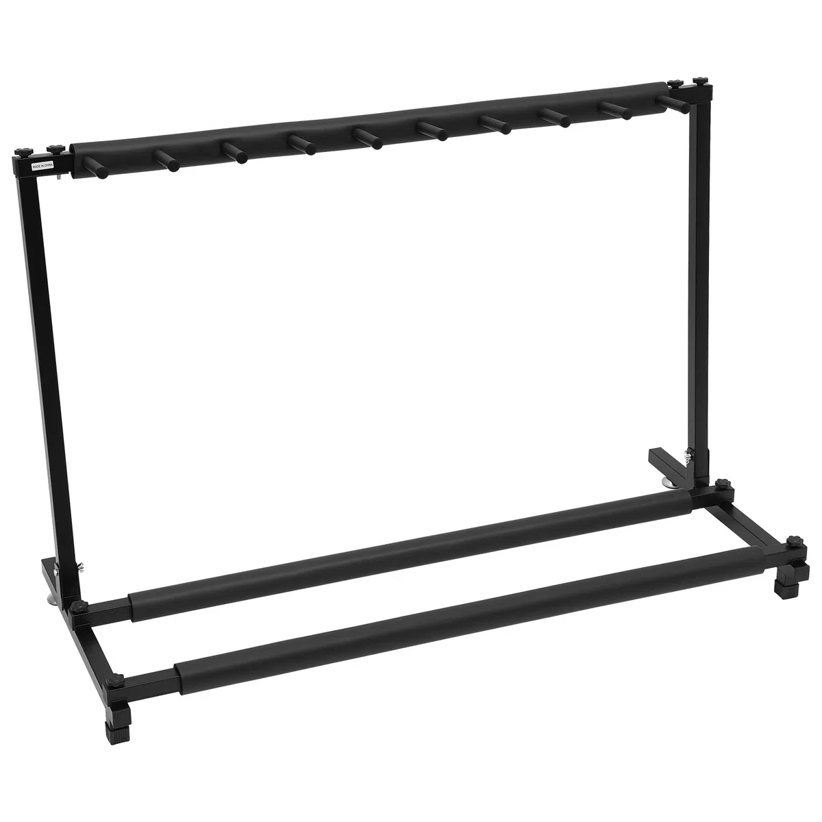 Soporte para guitarra de 9 compartimentos, plegable, portátil, con reposapiés, protección de espuma, accesorios para guitarra eléctrica, guitarra acústica, bajo eléctrico, negro