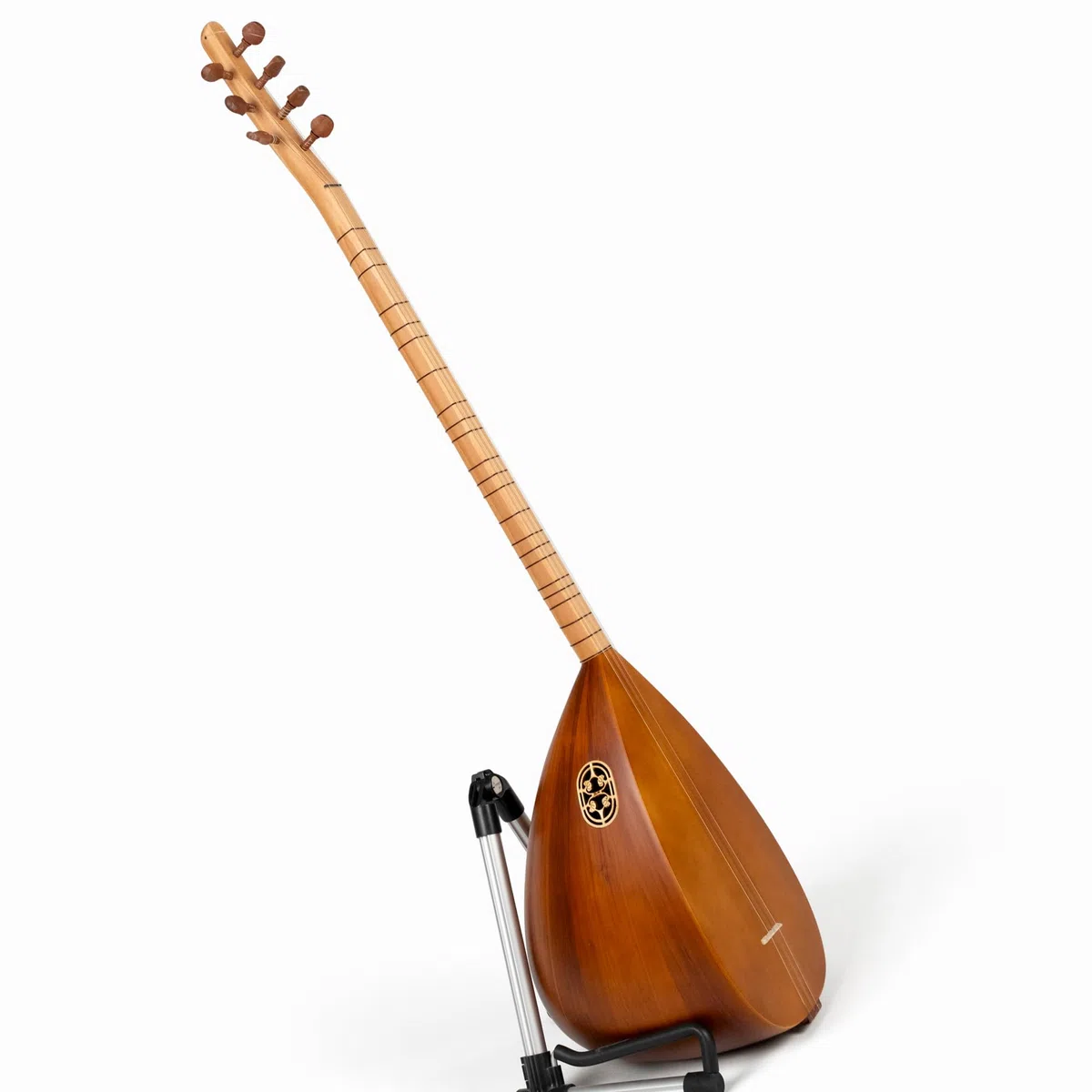 Madera de cerezo Saz de cuello largo turco con pastilla, instrumento tradicional hecho a mano