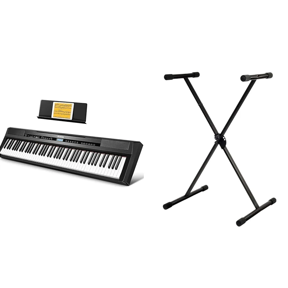 Donner - DEP-20 - Piano Digital, Piano Eléctrico, Principiantes con 88 Teclas de Tamaño Y Peso & PURE GEWA GEWA F900520 - Soporte de teclado, patas perfil simple,negro