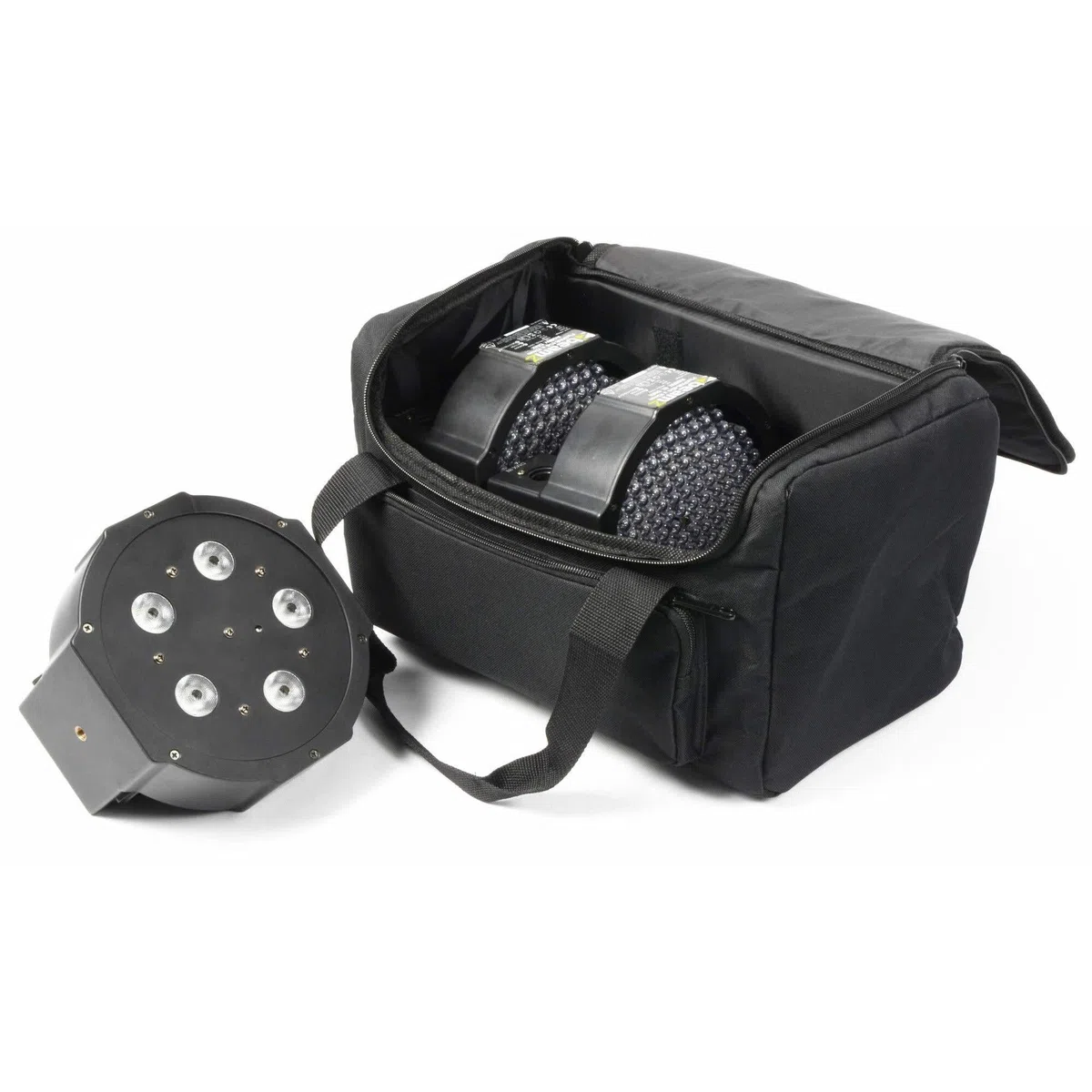 BeamZ AC-126 Maleta estuche blando de transporte apilable (dimensiones 35,5 x 20 x 20,5 cm, para equipos de audio o DJ, cremallera) - negro