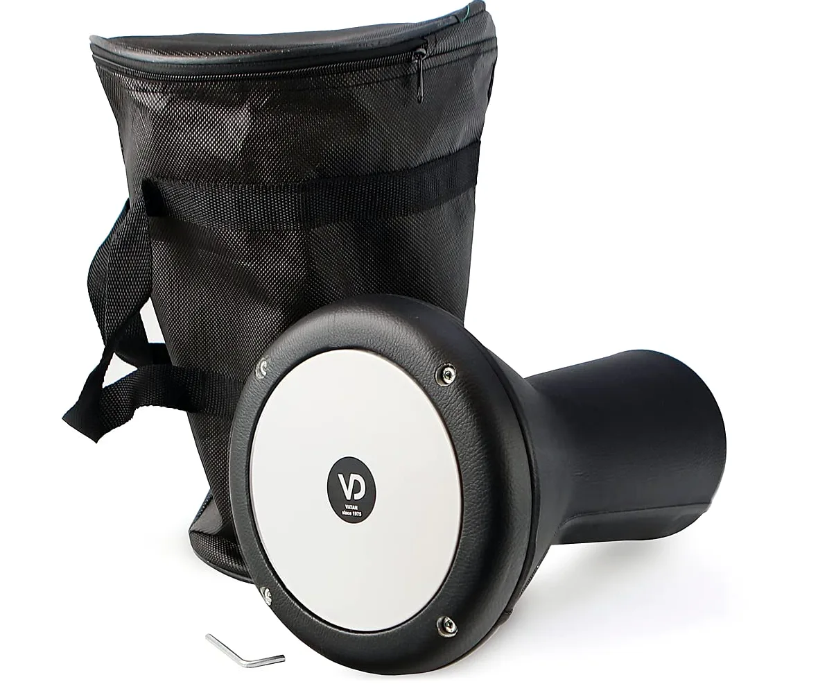 Tambor de percusión darbuka oriental pequeño fundido en aluminio negro mate, 2002