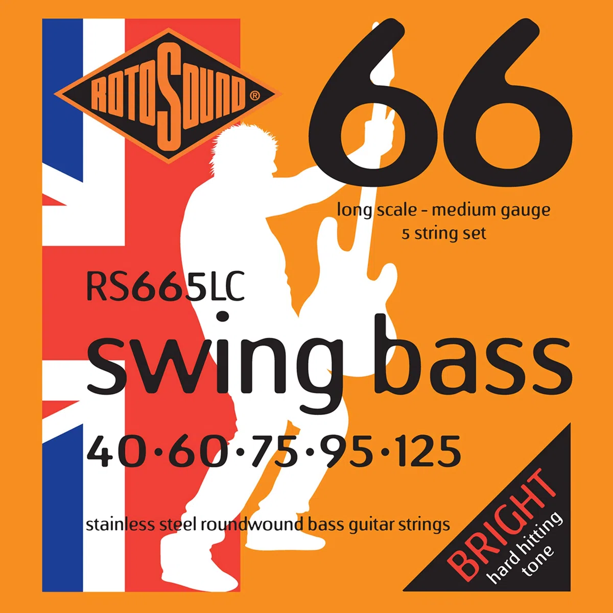 Rotosound Cuerdas para bajo eléctrico SWING 66 STAINLESS SETS 5-Cuerdas RS665LC Acero inoxidable Medium 40-125