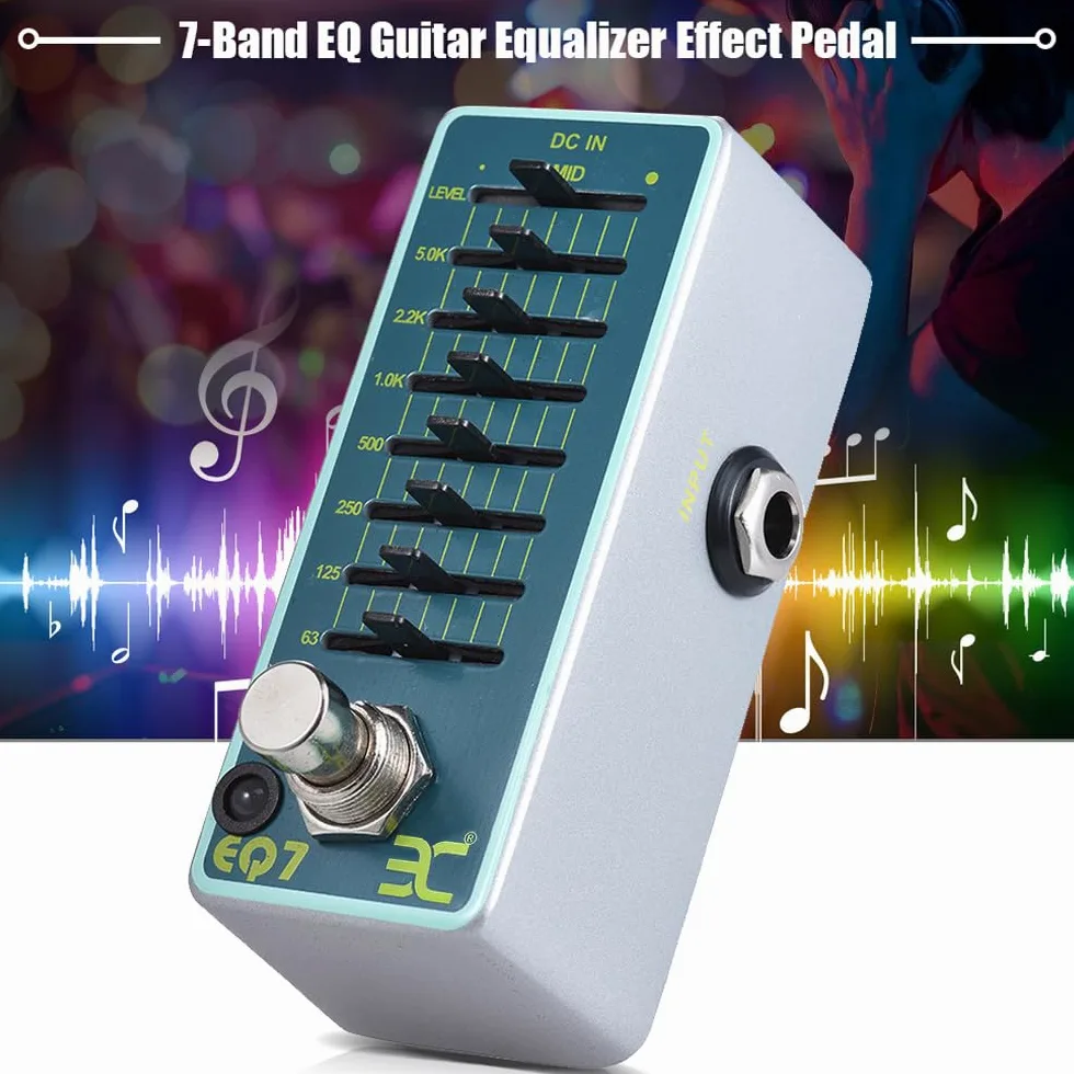 EX EQ7 Ecualizador de Guitarra Efecto Pedal Ecualizador de 7 Bandas Shell de Metal Completo True Bypass