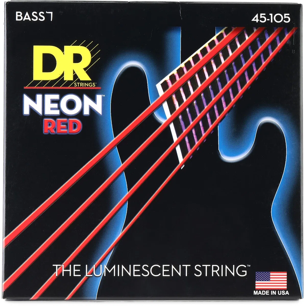 DR Strings NRB-45 Cuerdas para bajo Rojo neón (45-105)